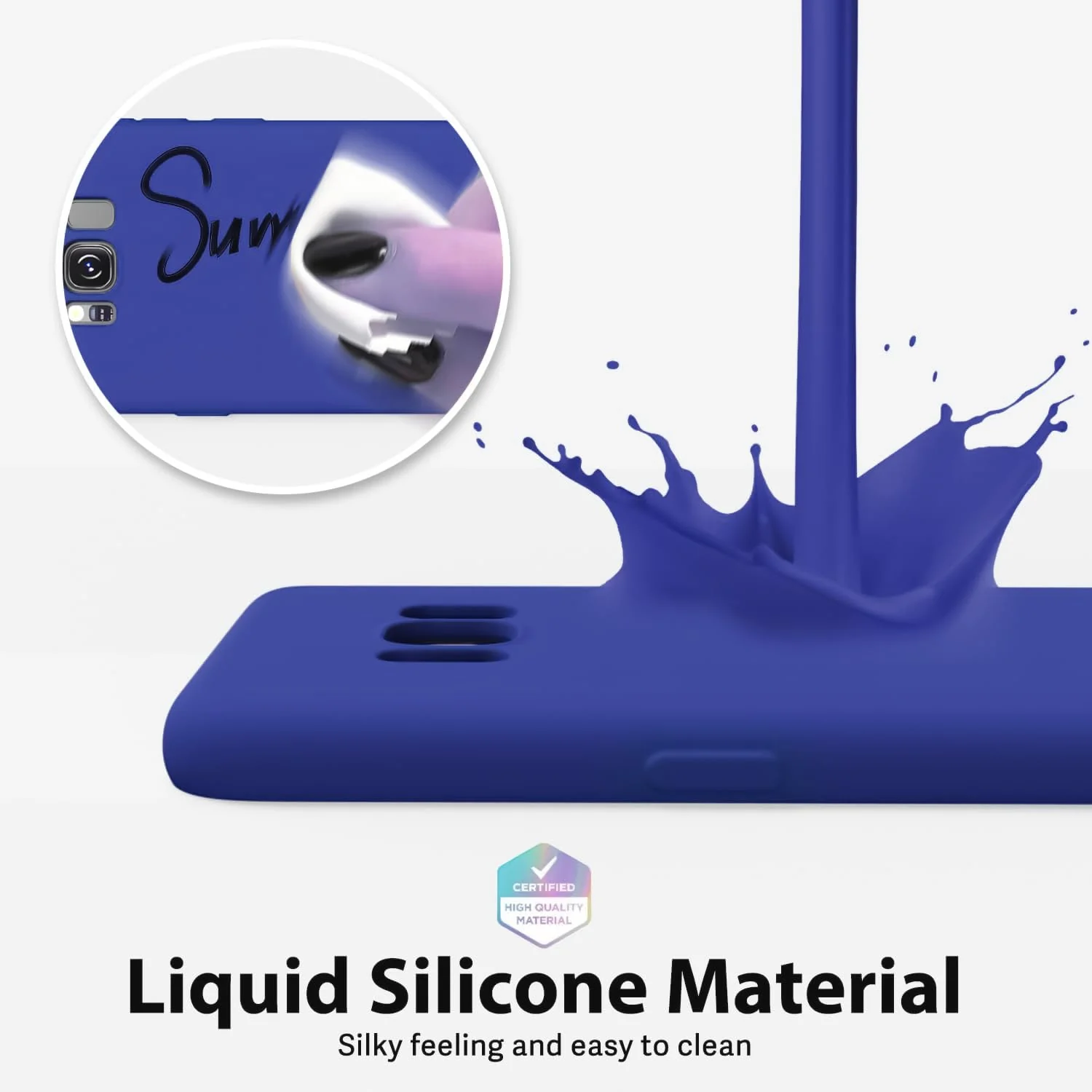 DL3 Mobilak Liquid Silicone Protective Case with Soft Microfiber Lining with Full Camera Protection for Samsung Galaxy S8+ Plus - Pepsi