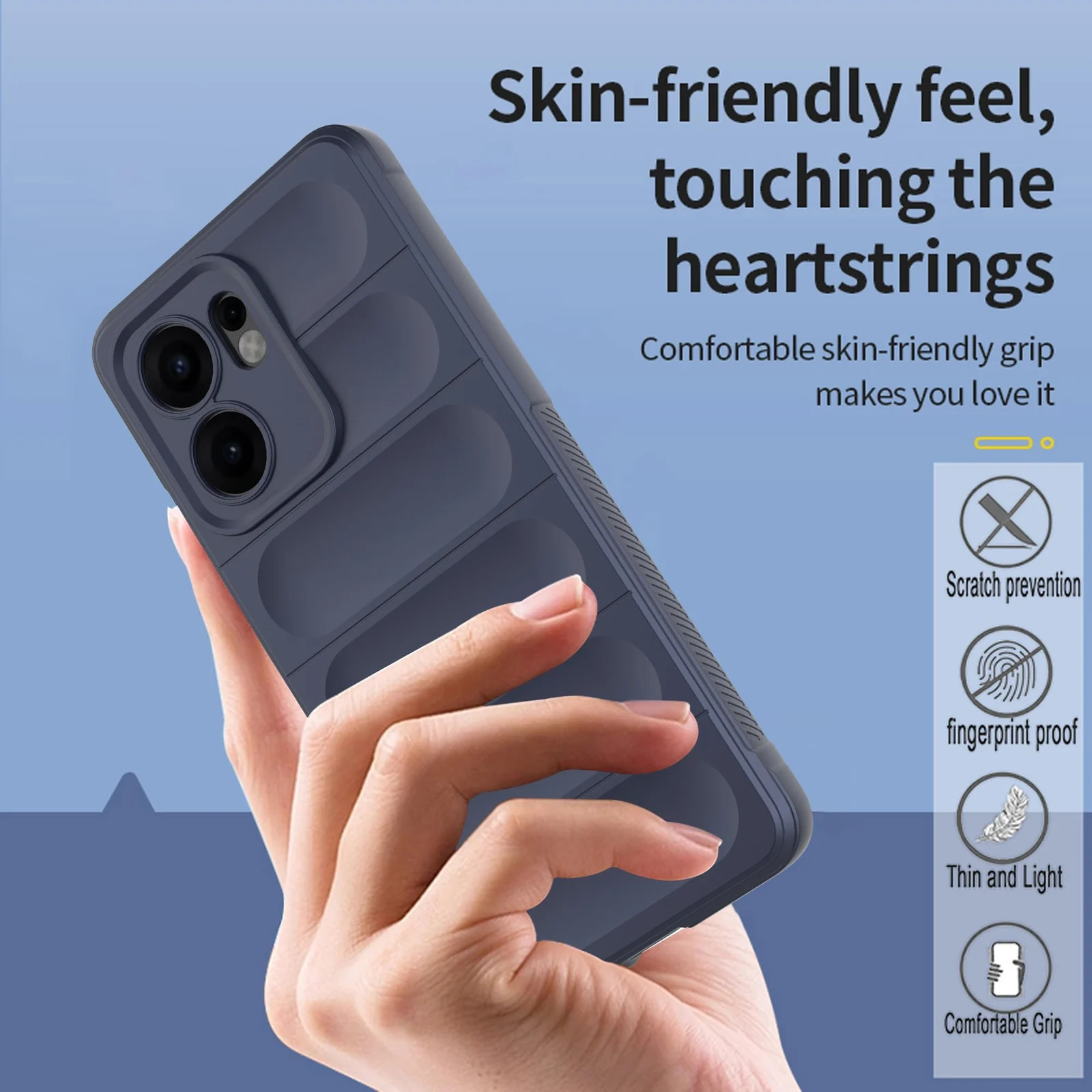 DL3 Mobilak Flexible Silicone and TPU Protective Case with Camera Protection for OPPO Reno 13F - Blue