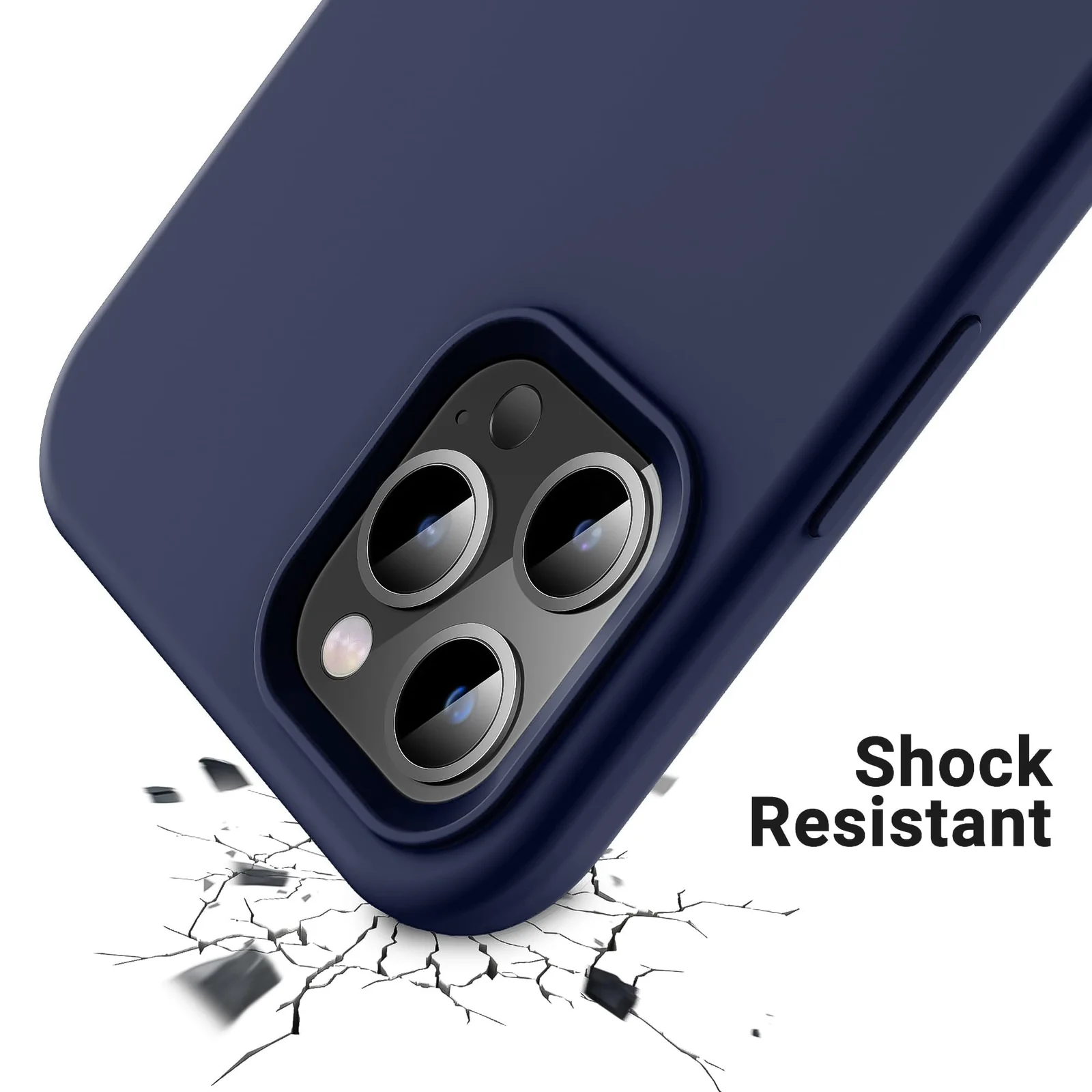 DL3 Mobilak Liquid Silicone Protective Case for iPhone 15 Pro Max with Camera Protection and Microfiber Lining - Dark Blue