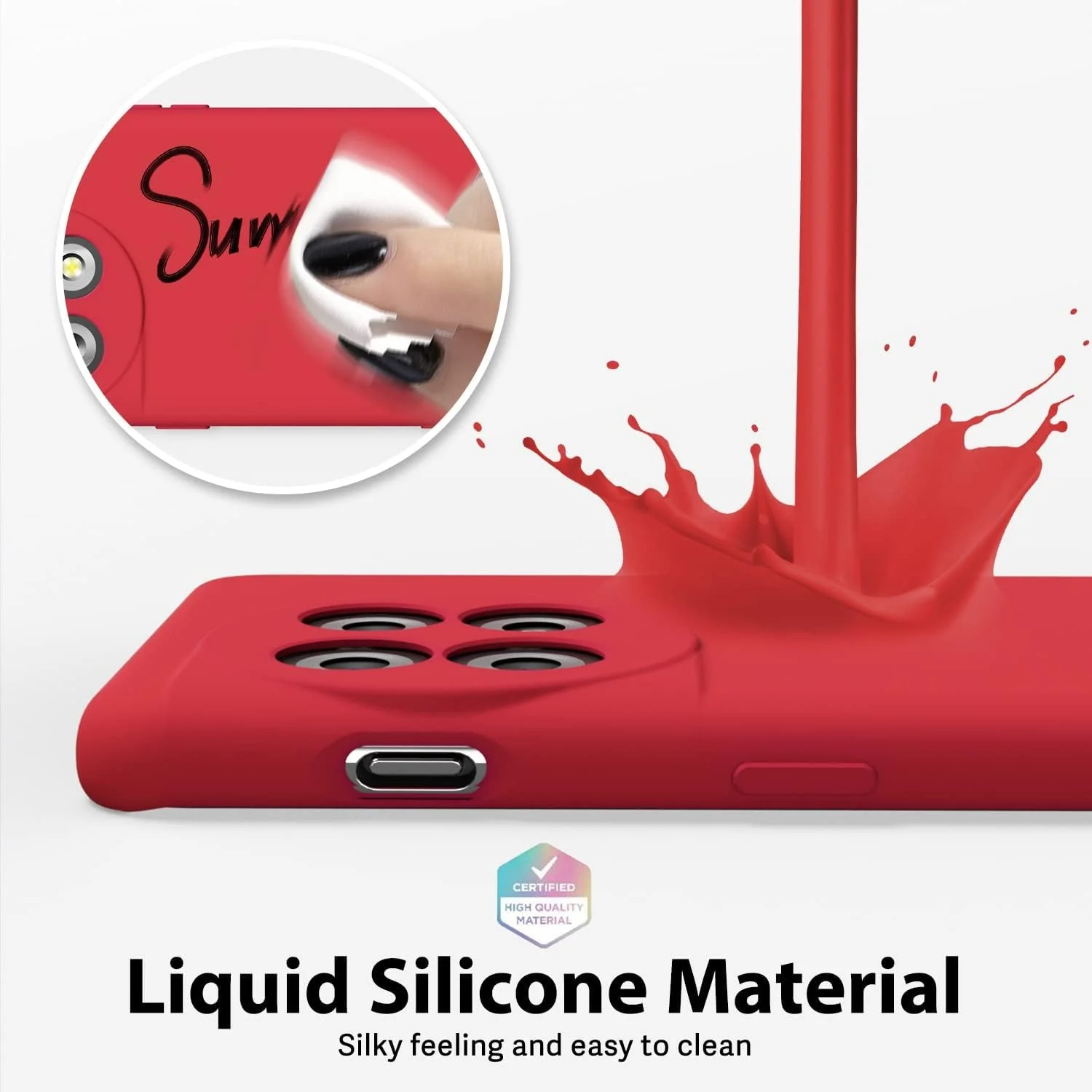DL3 Mobilak Silicone Protective Case for OnePlus 11, Shock-absorbing protection, Built-in kickstand, Integrated ring holder - Red