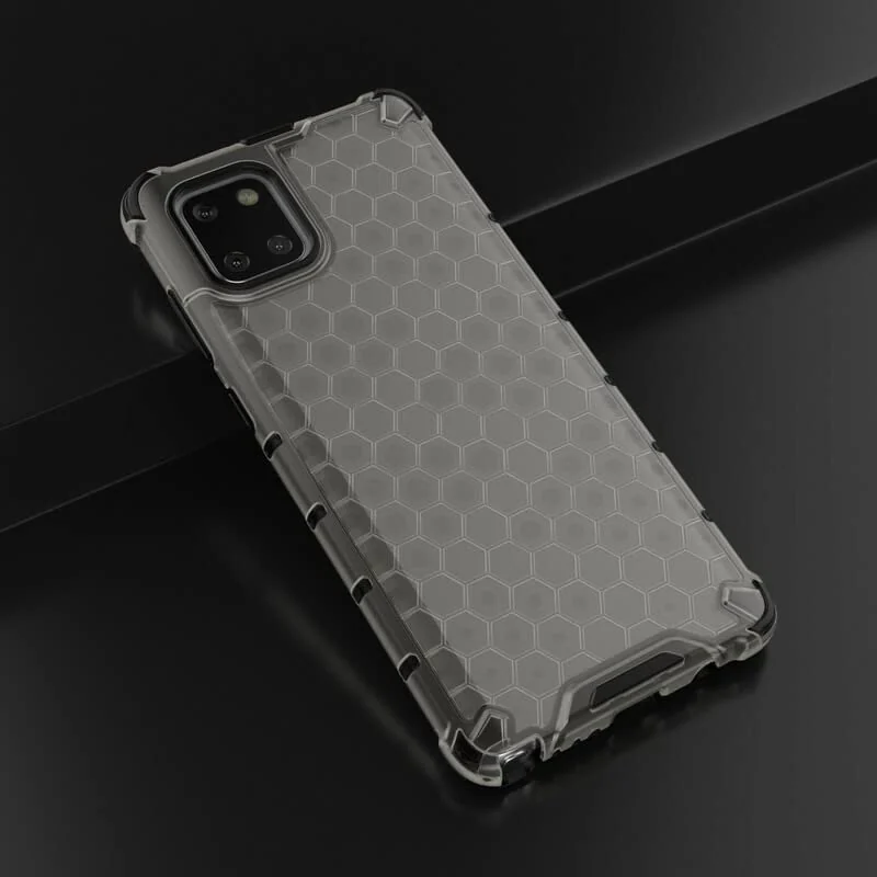 DL3 Mobilak Honeycomb Protective Case for Samsung Galaxy Note 10 Lite / A81, Shock-absorbing protection, Transparent design, Slim, lightweight profile - Black