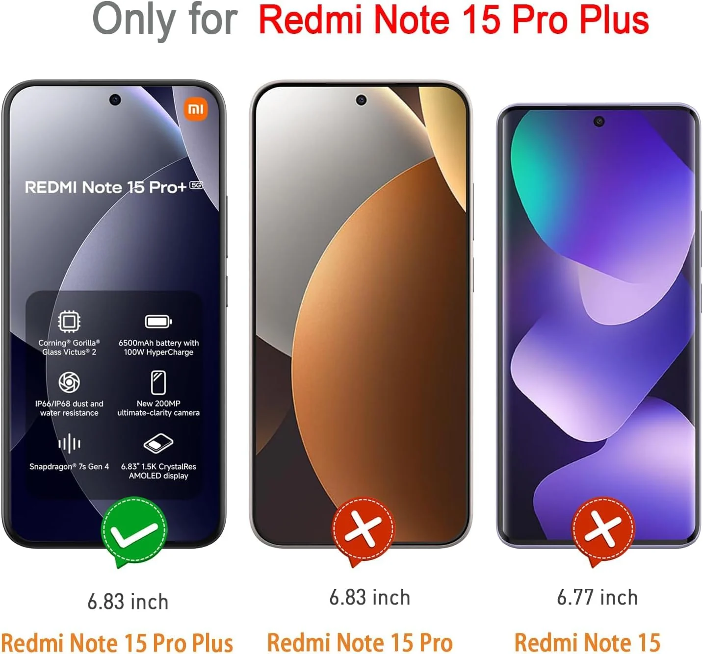 DL3 Mobilak Screen Protector for Redmi Note 15 Pro Plus 5G/15 Pro+ 5G, Tempered Glass Screen Saver Premium HD Protective, Scratch Resistant, NO-Bubble, 9H Hardness, Full Coverage Film - Clear