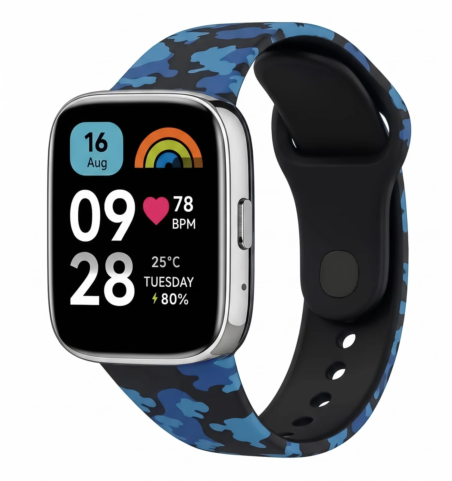 DL3 MOBILAK Soft Silicone Sport Watch Strap for Xiaomi Redmi Watch 3 Active / Watch 3 Lite, Camouflage Blue