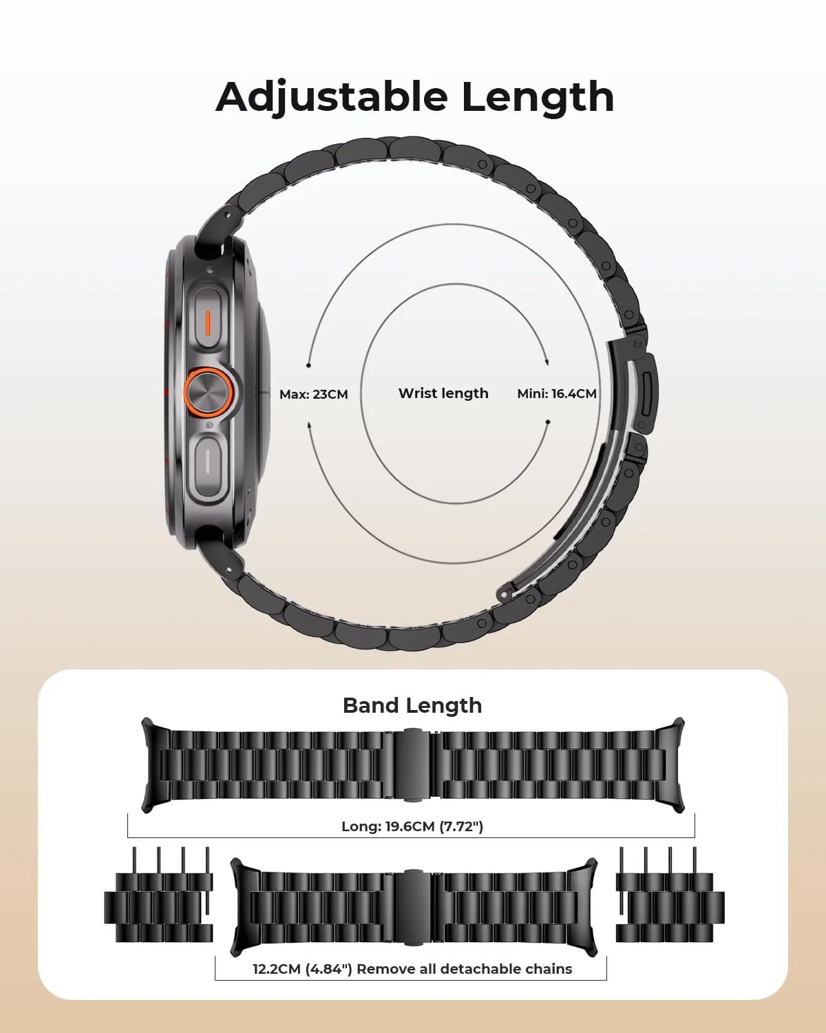 DL3 Mobilak Metal Straps Compatible with Samsung Galaxy Watch Ultra Strap 47mm, Stainless Steel Wristband Replacement Watch Strap Bands Accessories Bracelet for Galaxy Watch 7 Ultra - Black