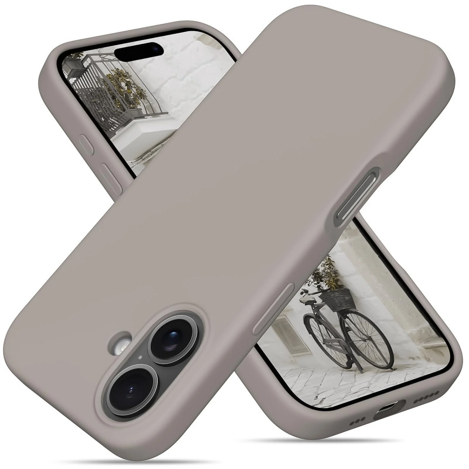 DL3 Mobilak Liquid Silicone Case for iPhone 16 + Plus 6.7-Inch, Supports wireless charging, Shock-absorbing protection, Scratch-resistant surface - Stone