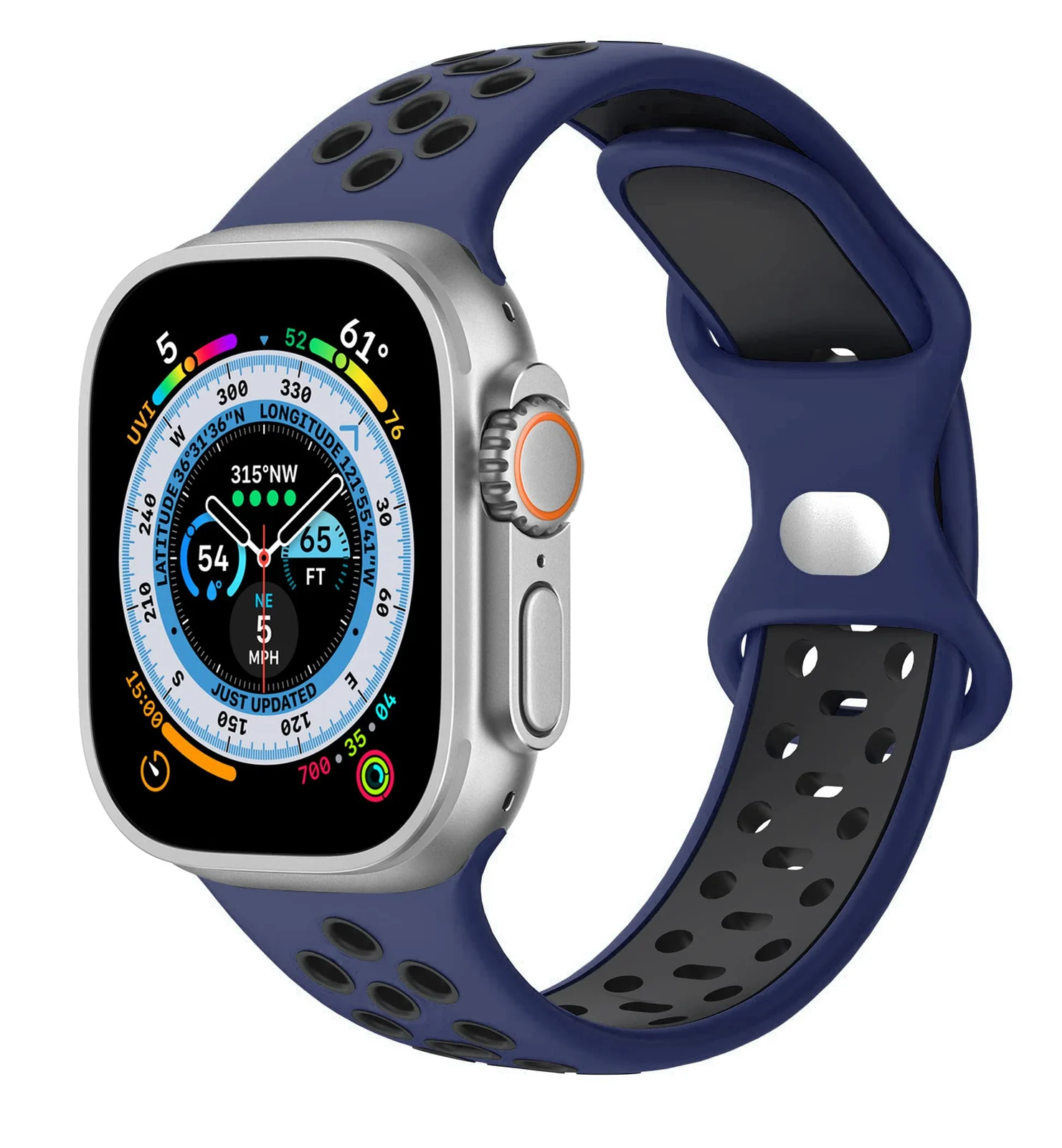 DL3 Mobilak Band with Case For Apple Watch Ultra/Ultra 2 49mm, Adjustable Silicone Sport Wristband Replacement, Strap With Cover Built-in Glass Screen Protector for iWatch Ultra 49 mm - Blue & Black