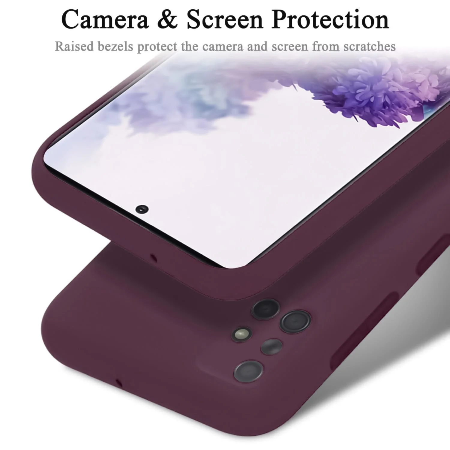 DL3 Mobilak Soft Silicone Protective Case for Samsung Galaxy A71 with Microfiber Lining and Shockproof Design - Wine Red