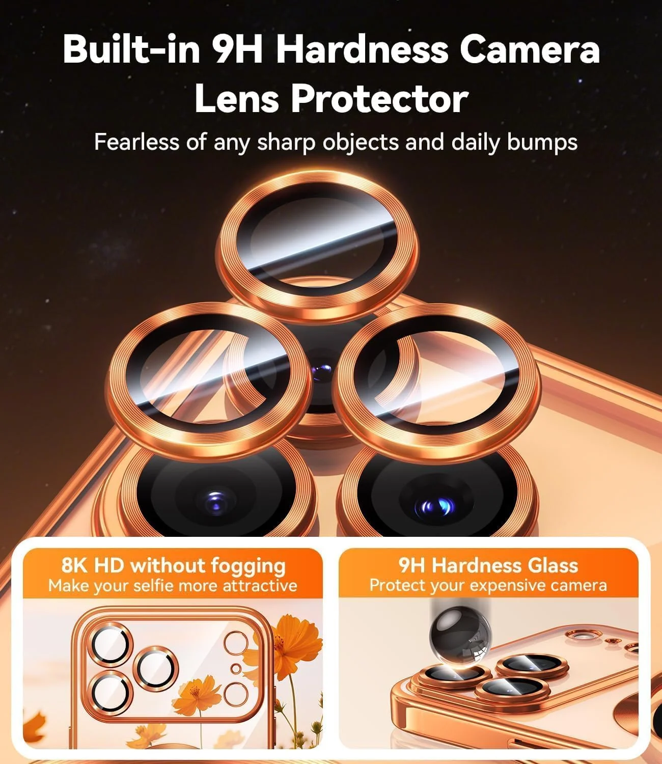 DL3 Mobilak Clear MagSafe-Compatible Magnetic Case for iPhone 17 Pro Max with Camera Protection and Magnetic Car-Mount Support - Orange