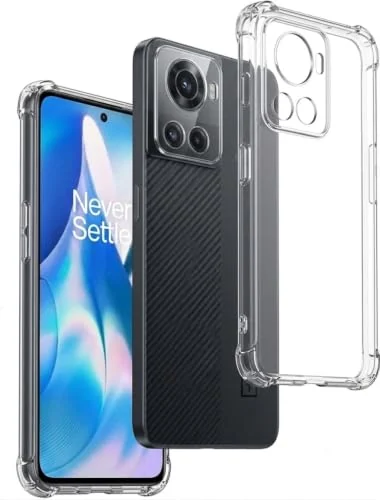 DL3 Mobilak Case Compatible with Oneplus 10R / OnePlus ACE, Cover SiliconeTransparent TPU Gorilla Anti-shock Protector Camera Shockproof Corners - Clear