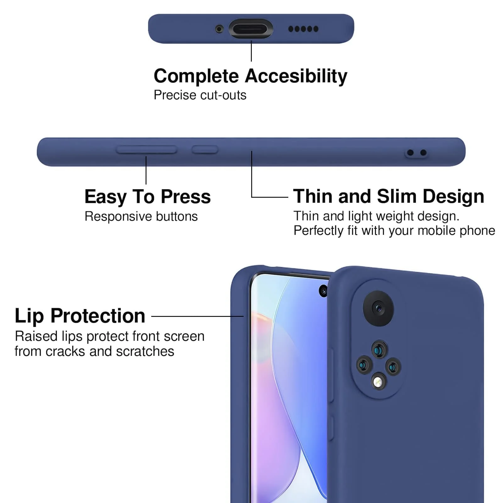 DL3 Mobilak Soft Silicone Protective Case for Honor 50 / Huawei Nova 9 with Microfiber Lining and Shockproof Design - Blue 1