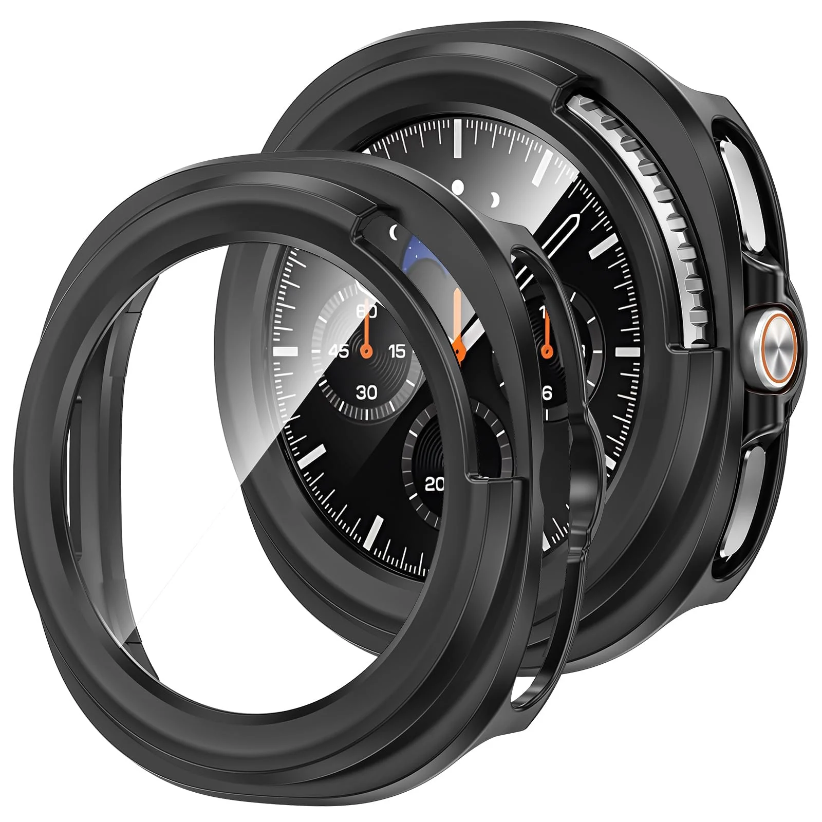 Dl3 Mobilak Case Compatible with Samsung Galaxy Watch 8 Classic 46MM, Full Coverage Slim Hard Case Protective Bumper Built-in Tempered Glass Screen Protector Shell - Black