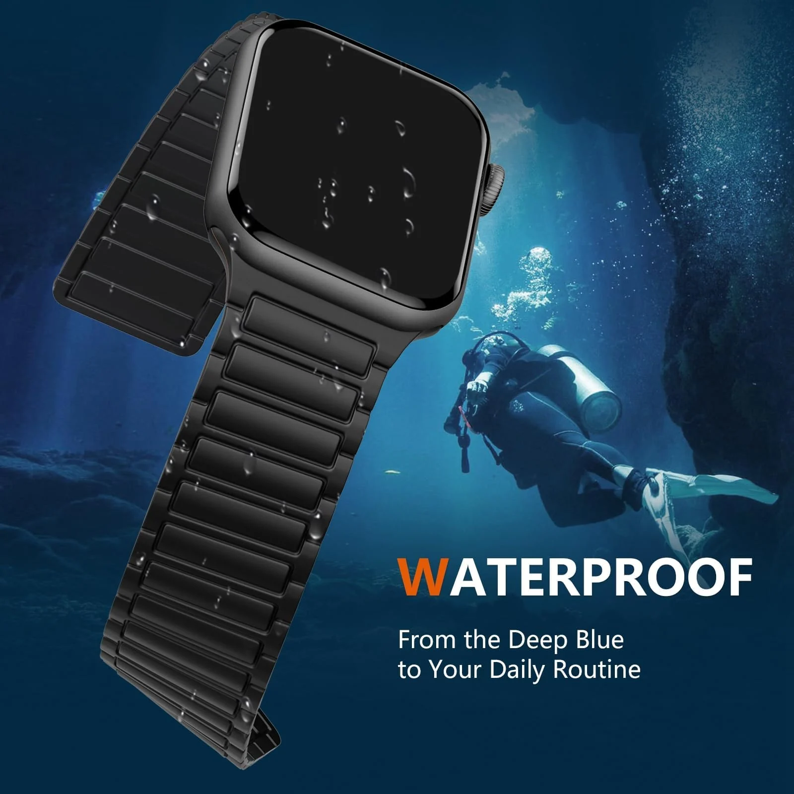 DL3 Mobilak Silicone Straps Compatible with Apple Watch Ultra Strap 49mm 46mm 45mm 44mm 42mm, Loop Band with Strong Magnetic Closure Designed for iWatch Ultra Ultra 2 Series 11 10 9 8 7 6 5 4 3 2 1 SE - B-Black
