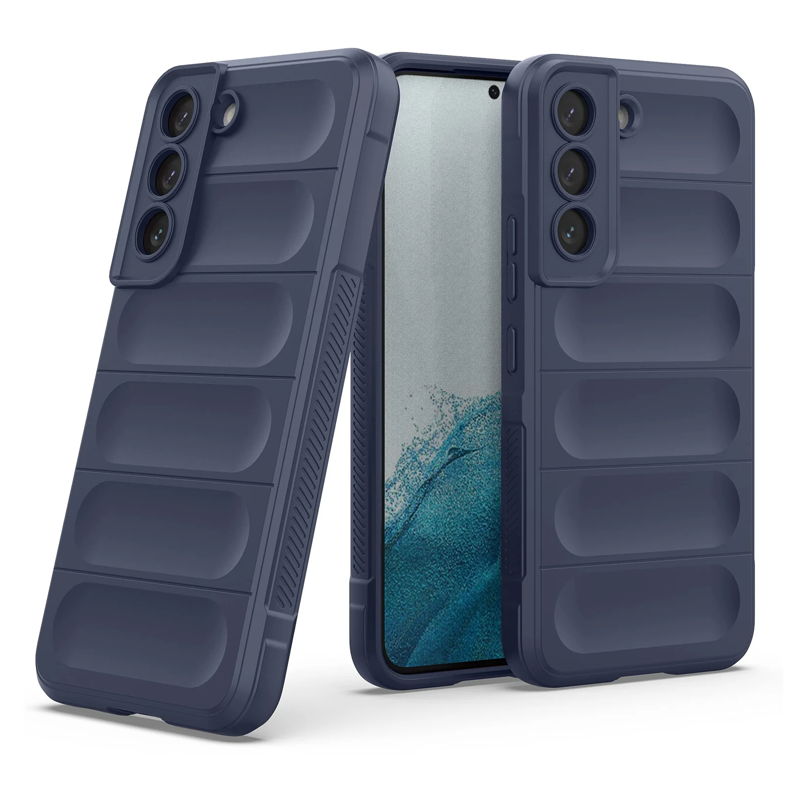 DL3 Mobilak Silicone Case for Samsung Galaxy S22+ Plus Heavy Duty Protective [Slim Fit] Shockproof Soft Flexible Protective Design Shock-Absorption TPU Cover With Camera Protection - Blue