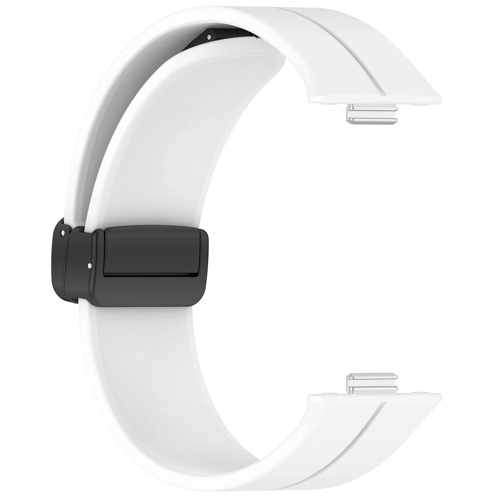 DL3 Mobilak Silicone Strap Compatible with Huawei Watch Fit 3/Watch Fit 4 Pro/Fit 4 Magnetic Metal Stainless Buckle Sport Silicone Strap, Band Quick Release Soft Replacment Wristband - White