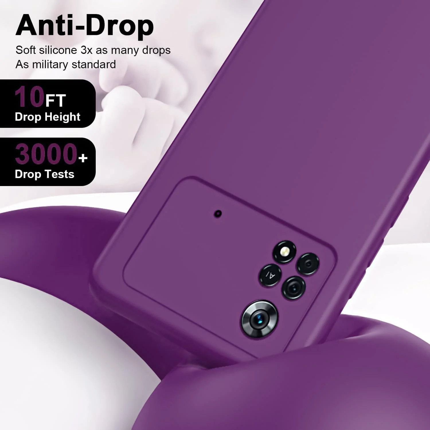 DL3 Mobilak Liquid Silicone Protective Case with Soft Microfiber Lining with Full Camera Protection for Xiaomi Poco X4 Pro 5G - Violet