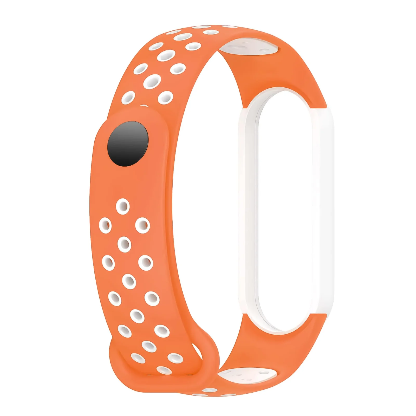 DL3 Mobilak Strap Compatible with Xiaomi Mi Band 4 / Mi Band 3, Women Men Armband, Two Colours Breathable Adjustable Soft Silicone Replacement Strap Compatible with Xiaomi Mi Band 3/4 - Orange White