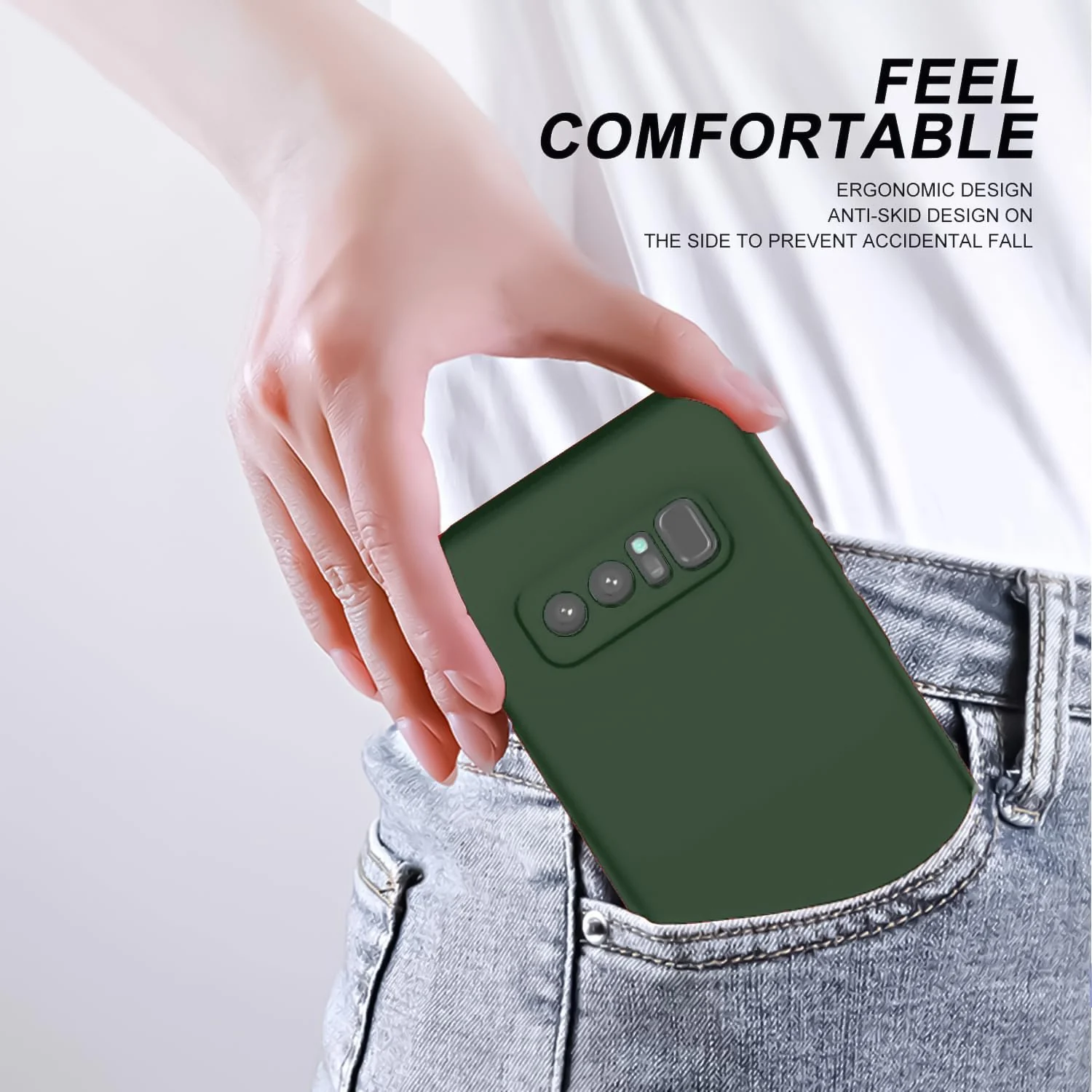 DL3 Mobilak Liquid Silicone Protective Case with Soft Microfiber Lining with Full Camera Protection for Samsung Galaxy Note 8 - Green