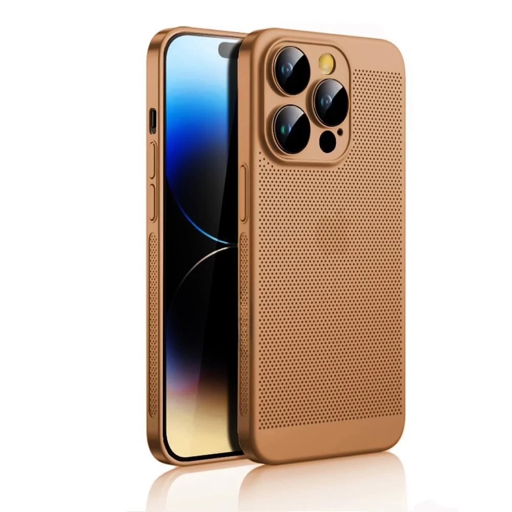 DL3 Mobilak PC Protective Case for iPhone 15 Pro Max with Camera Protection and Shockproof Design - Brown