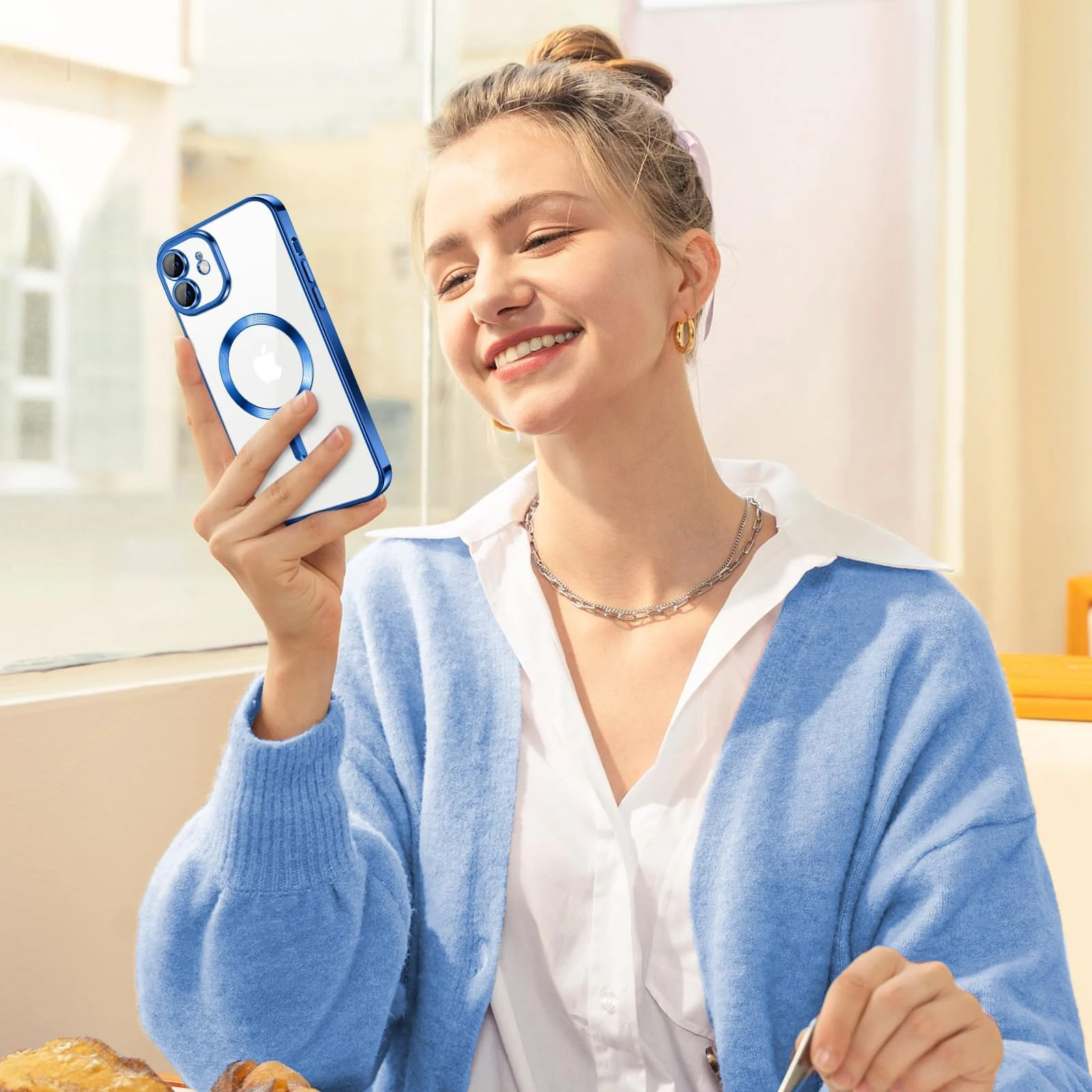DL3 Mobilak Clear TPU Case for iPhone 11 (6.1 Inch) Compatible with, Compatible with MagSafe accessories, Supports wireless charging, Camera protection - Blue