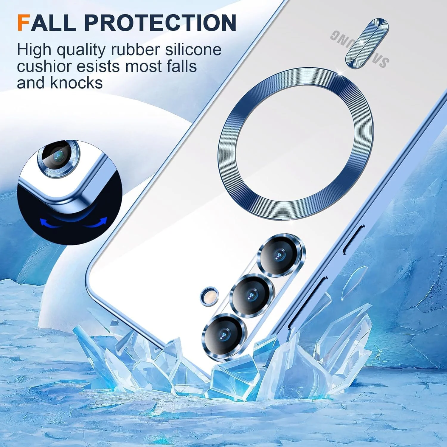 DL3 Mobilak Clear MagSafe-Compatible TPU Case and Camera Lens Protector for Samsung Galaxy A17, Samsung Galaxy A26 5G - Sierra Blue