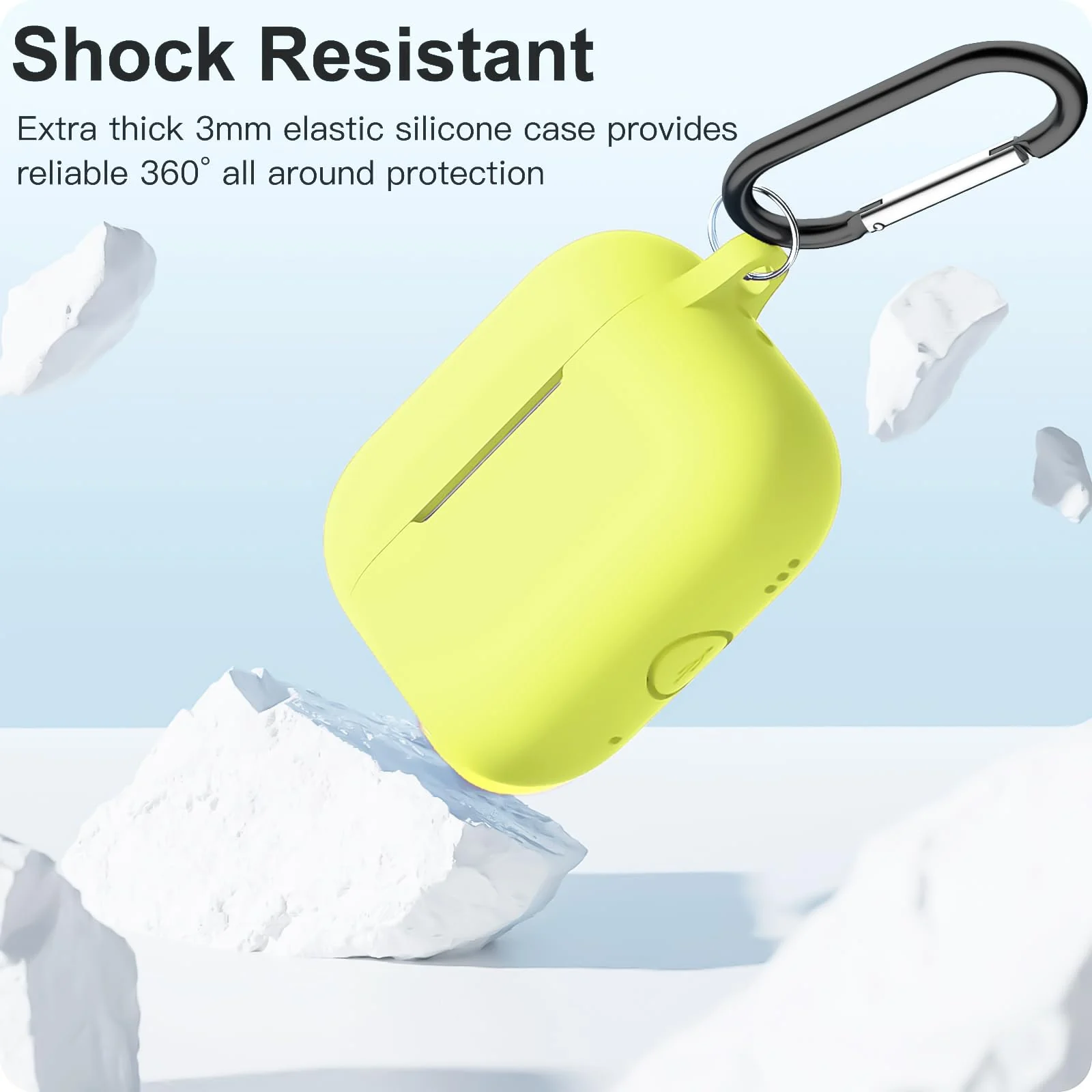 DL3 MOBILAK Compatible with AirPods Pro 2nd Generation Case Cover, Protective Silicone Skin with Keychain for Women Men for Apple AirPods Pro Gen 2 (2022), Front LED Visible - Yellow