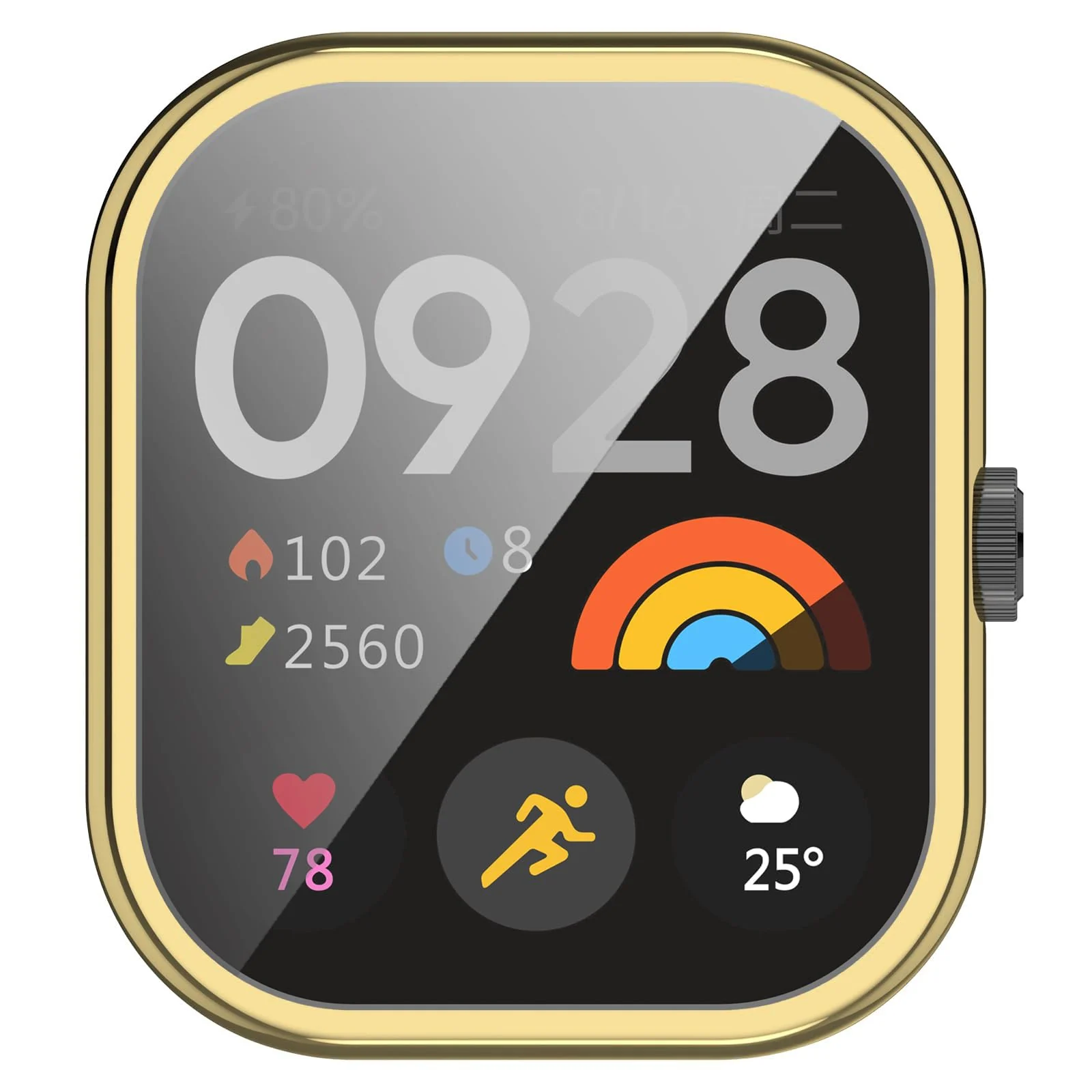 DL3 Mobilak Case Compatible with Xiaomi Redmi Watch 4 Case All-Around with Built-in Screen Protector Watch Soft TPU Shockproof Cover Slim Guard Thin Bumper Shell Protector - Gold