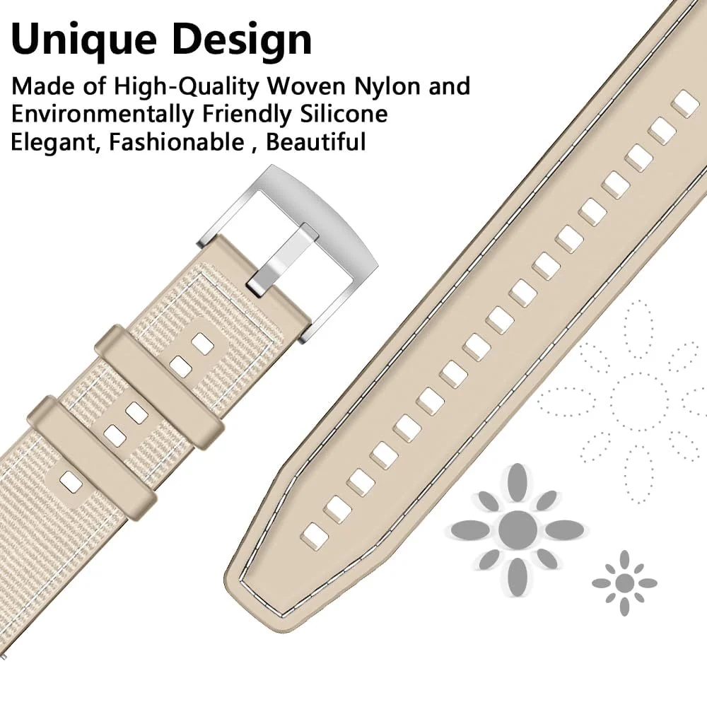 DL3 Mobilak Sport Silicone Nylon Band Designed for Huawei Watch Fit 3 for Men Women, Waterproof Soft Replacement Strap for Huawei Watch Fit3 - Starlight