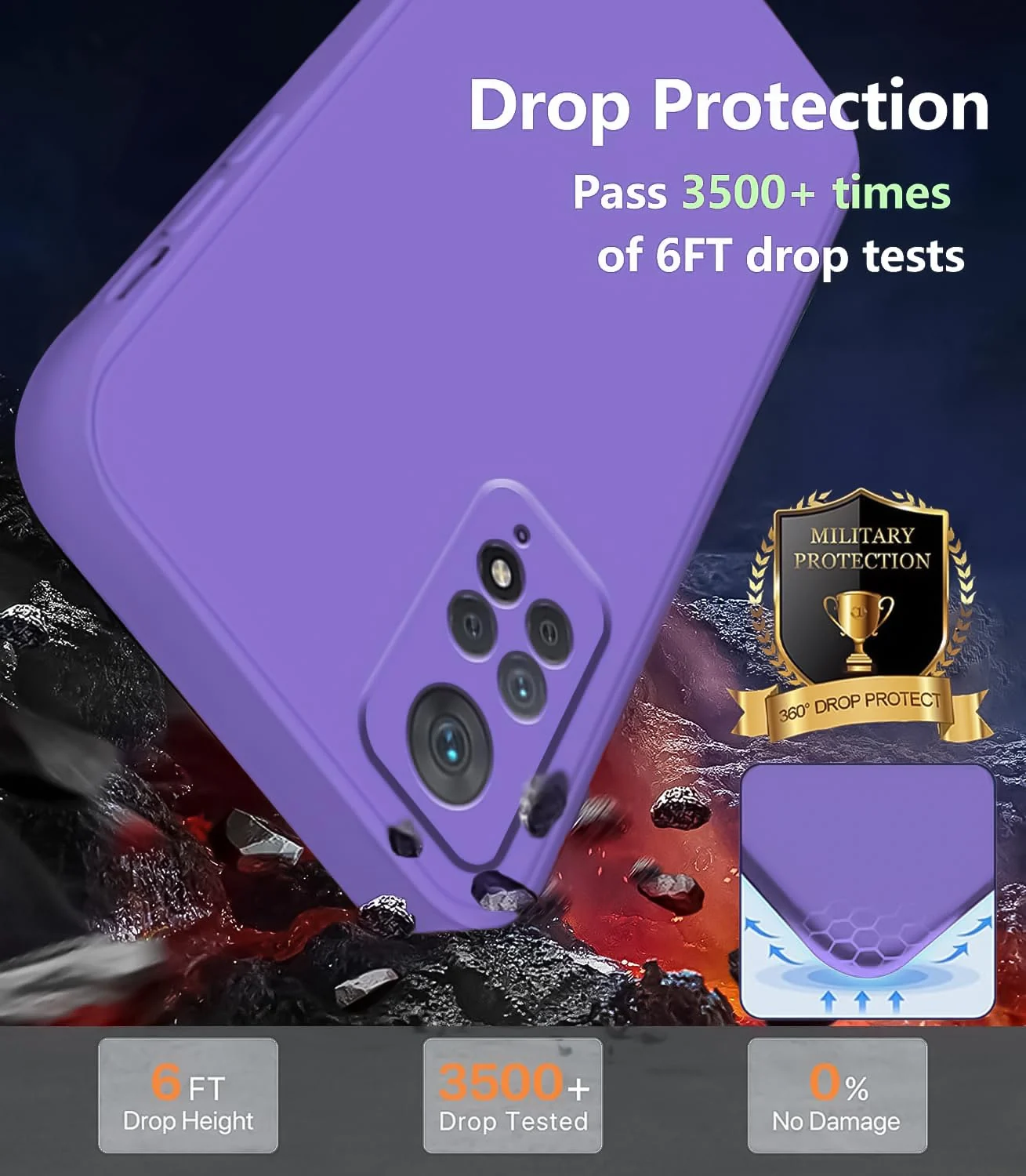 DL3 Mobilak Liquid Silicone Protective Case for Xiaomi Redmi Note 12 Pro 4G / Redmi Note 11 Pro 4G&5G with Microfiber Lining and Shockproof Design - Purple