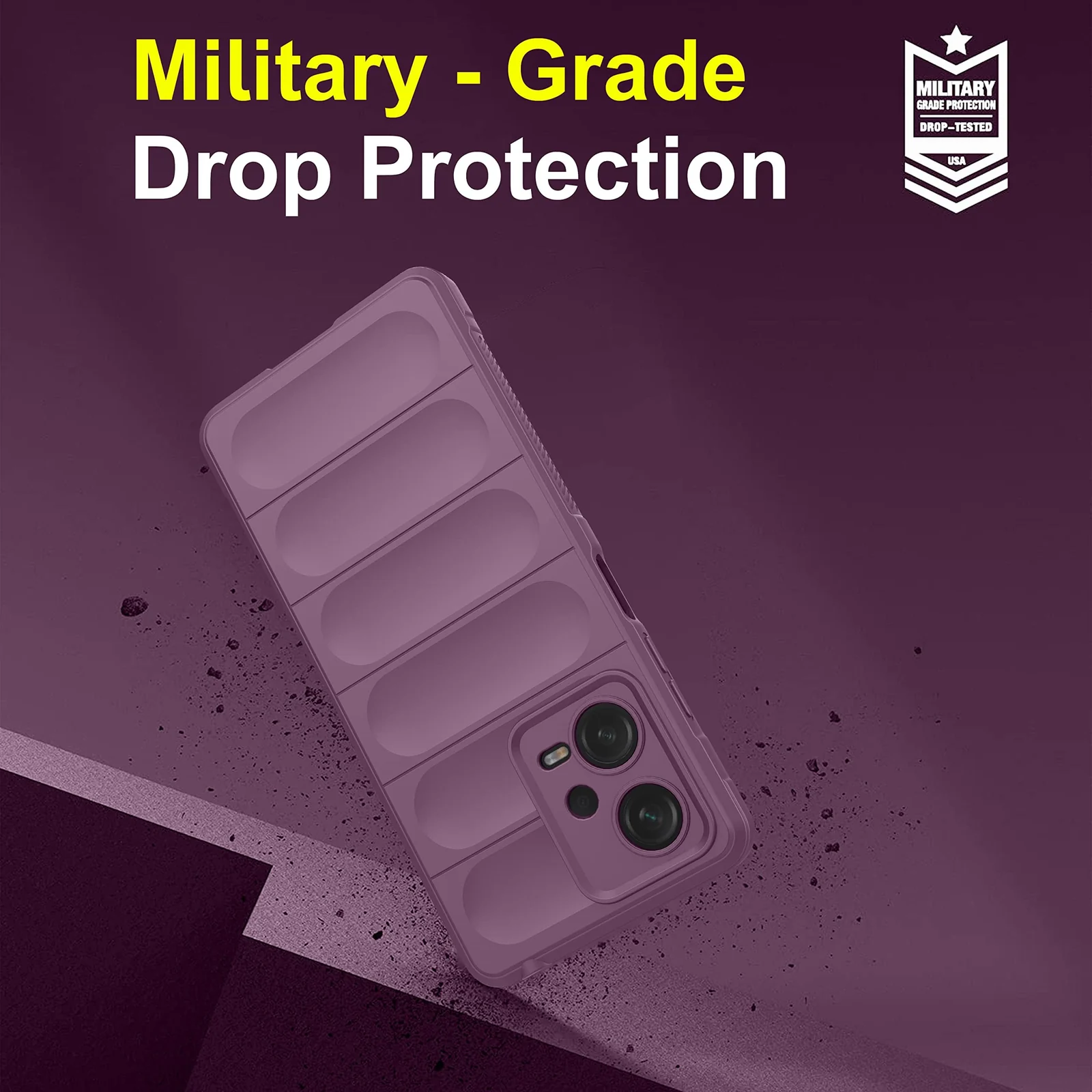 DL3 Mobilak Rugged Protective Case for Xiaomi Redmi Note 12 5G / Poco X5 5G, Camera protection, Shock-absorbing protection, Non-slip grip - Purple