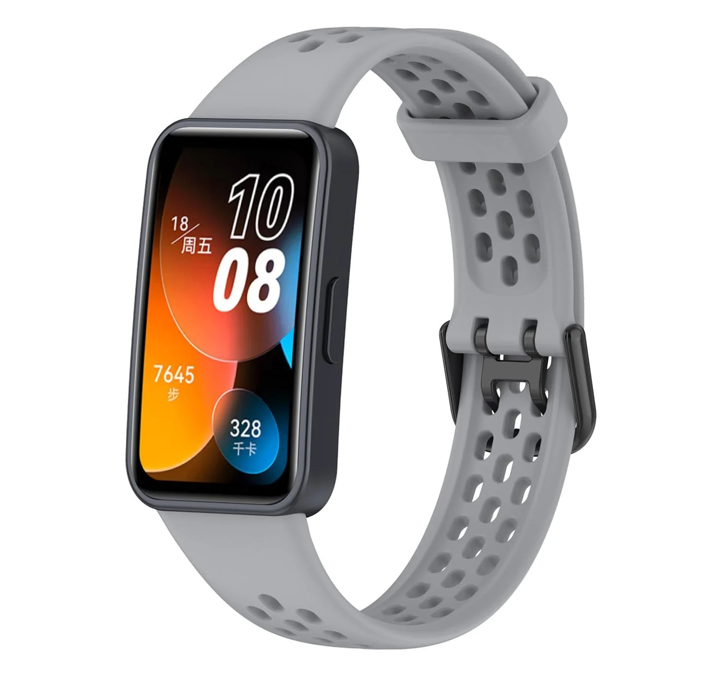 DL3 Mobilak Strap for HUAWEI Band 8 Replacement Band, Silicone Belt, Soft, Waterproof, Sweatproof, Easy to Put on and Take Off, HUAWEI Band 8 Replacement Strap, Sport Band - Gray