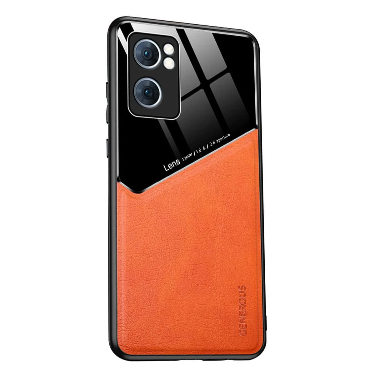 DL3 Mobilak Leather and PC Protective Case for OPPO A77 4G / A57 4G / A57S, Built-in magnetic car-mount support, Shock-absorbing protection, Raised edges around the screen and camera - Orange