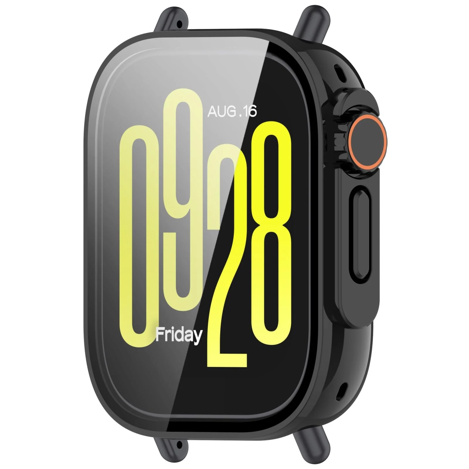 DL3 Mobilak for Xiaomi Redmi Watch 5 Lite Case Screen Protector, [Looks Like iWatch Ultra Case] Built-in Tempered Glass Screen Unique Design Case Cover for Redmi Watch 5 Lite - Black