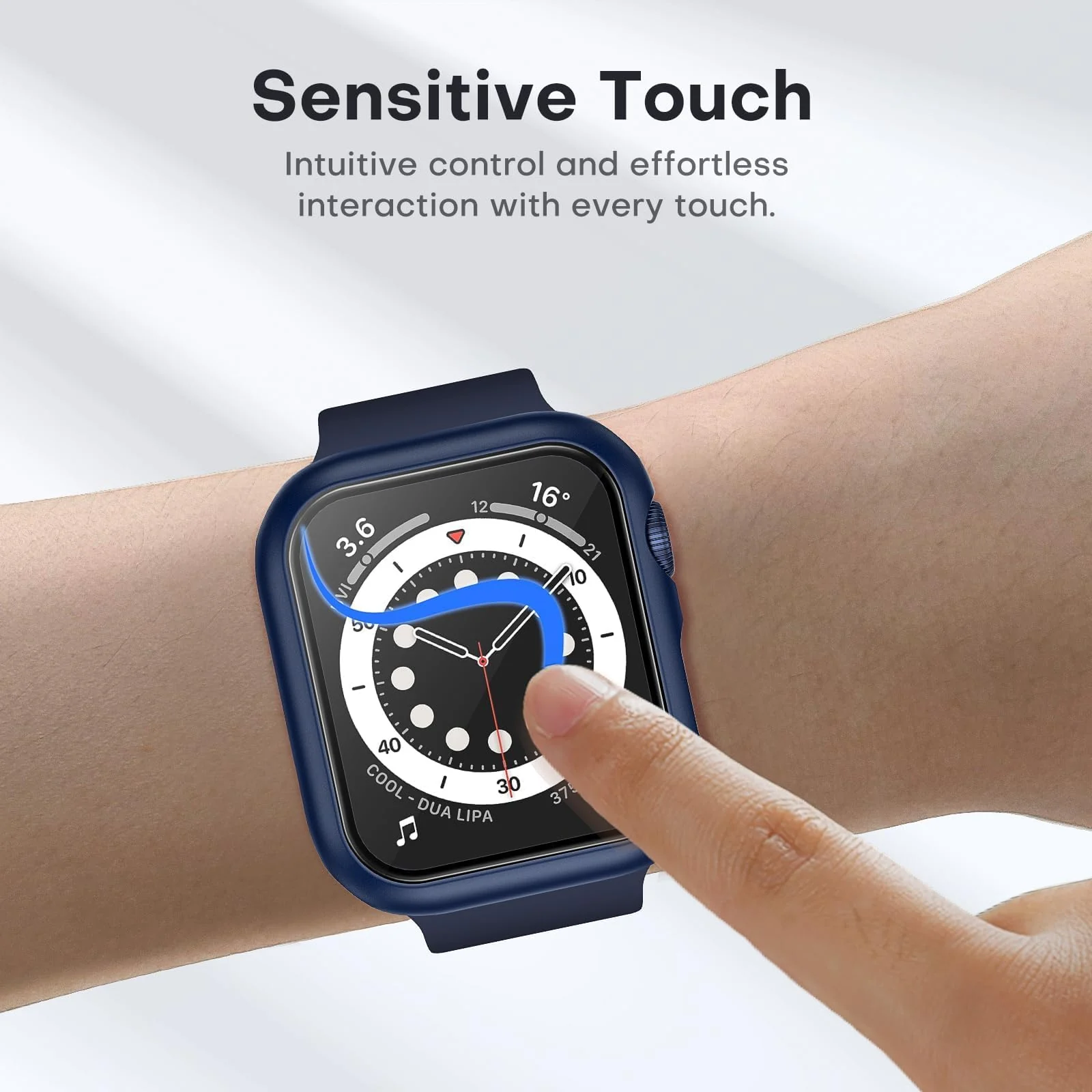 DL3 Mobilak Case with Screen Protector for Apple Watch Series 10 42mm, Bumper Full Coverage Hard PC Overall Protective Cover, Built-in Tempered Glass Film High Sensitivity - Blue