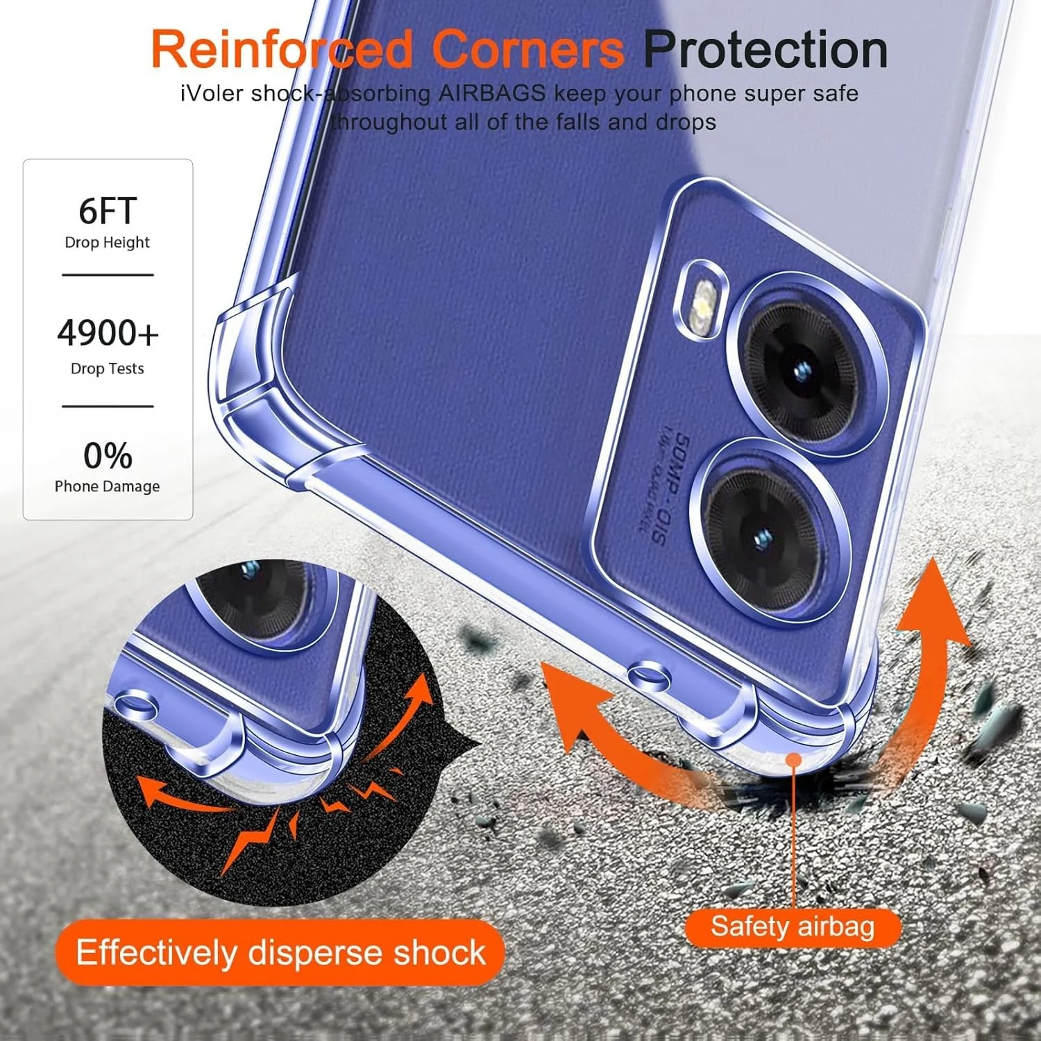 DL3 Mobilak Case Compatible with Motorola Moto G85 5G, Cover Silicone TPU Gorilla Anti-shock Protector Camera Shockproof Corners - Clear
