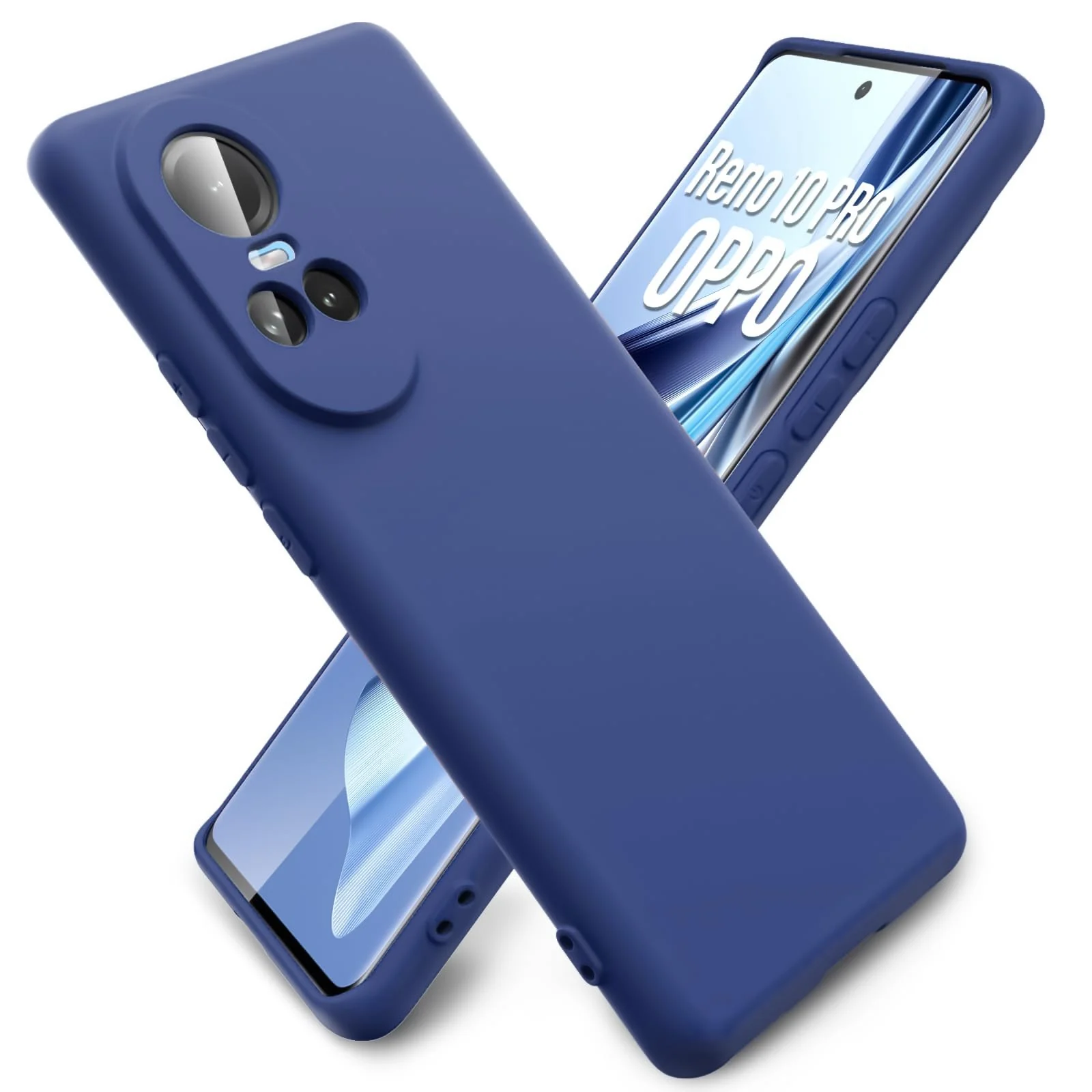 DL3 Mobilak Liquid Silicone Protective Case with Soft Microfiber Lining with Full Camera Protection for OPPO Reno 10 5G / OPPO Reno 10 Pro 5G - Blue 1