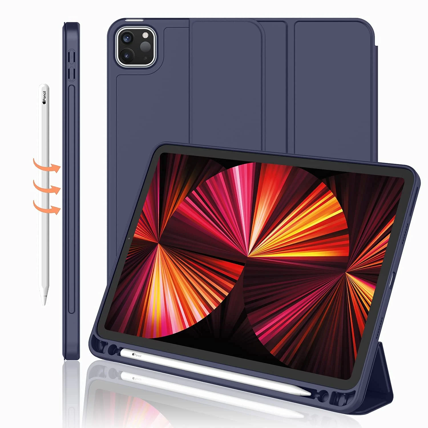 DL3 Mobilak iPad Pro 11 Inch Case 2022(4th Gen)/2021(3rd Gen)/2020(2nd Gen) with Pencil Holder, Smart iPad Case [Support Touch ID and Auto Wake/Sleep] with Auto 2nd Gen Pencil Charging - Blue