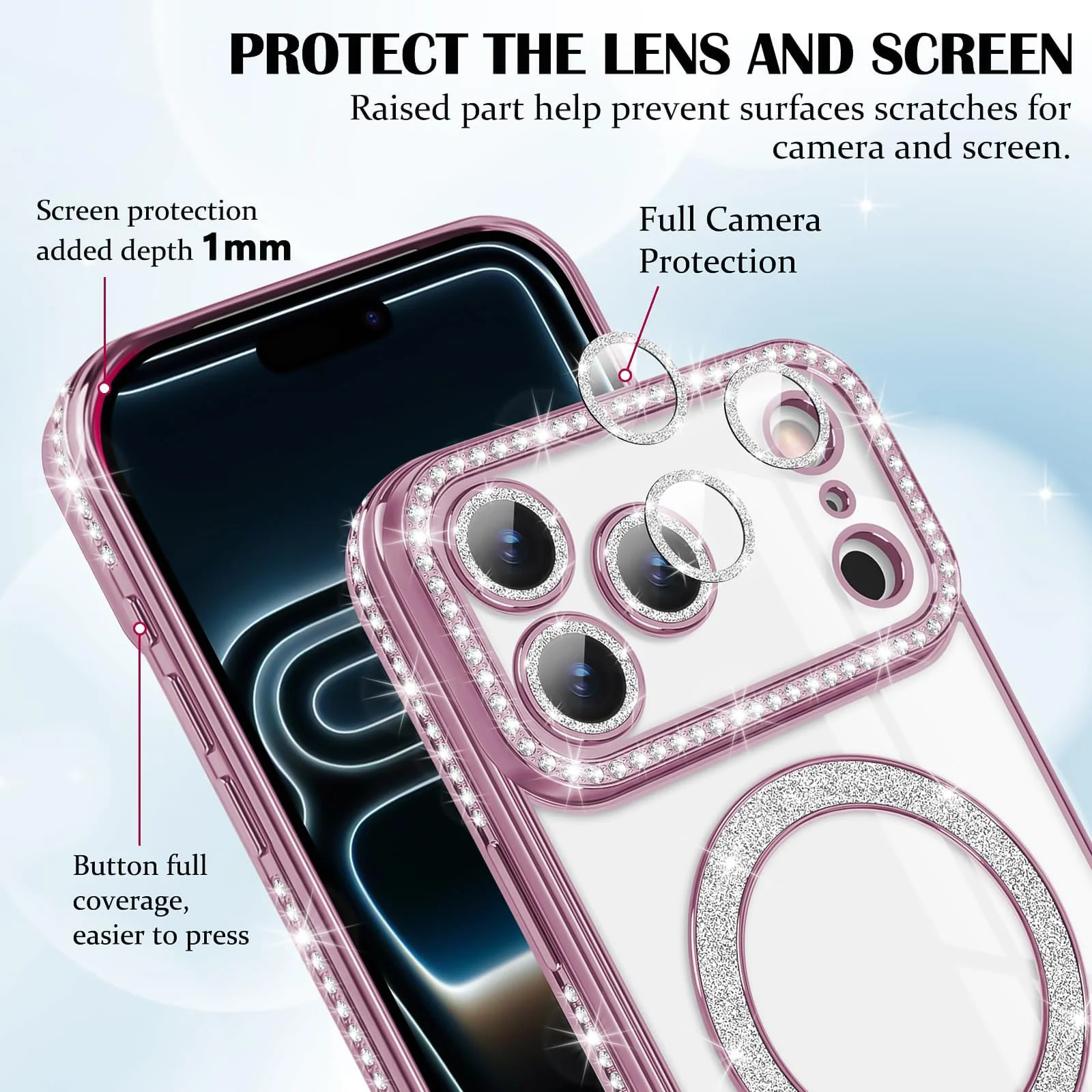 DL3 Mobilak MagSafe-Compatible Magnetic Case for iPhone 17 Pro with Camera Protection and Magnetic Car-Mount Support - Pink