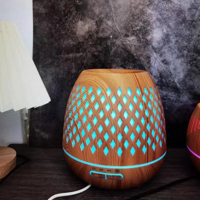 Mobigon Essential Oil Diffuser, Aromatherapy Diffuser 500ml with Remote Control, 4 Timer & Auto-Off Safety Switch, 7 Color LED Lights Mode, 10 Hours Quiet Humidifier for Bedroom - E.Light Woody