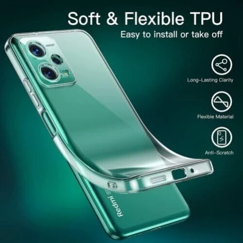 DL3 Mobilak Case Compatible with Xiaomi Redmi Note 12 PRO+ Plus 5G Case Crystal Soft TPU Gel Case Flexible Silicone Anti-Scratch Camera Protection TPU Cover - Clear