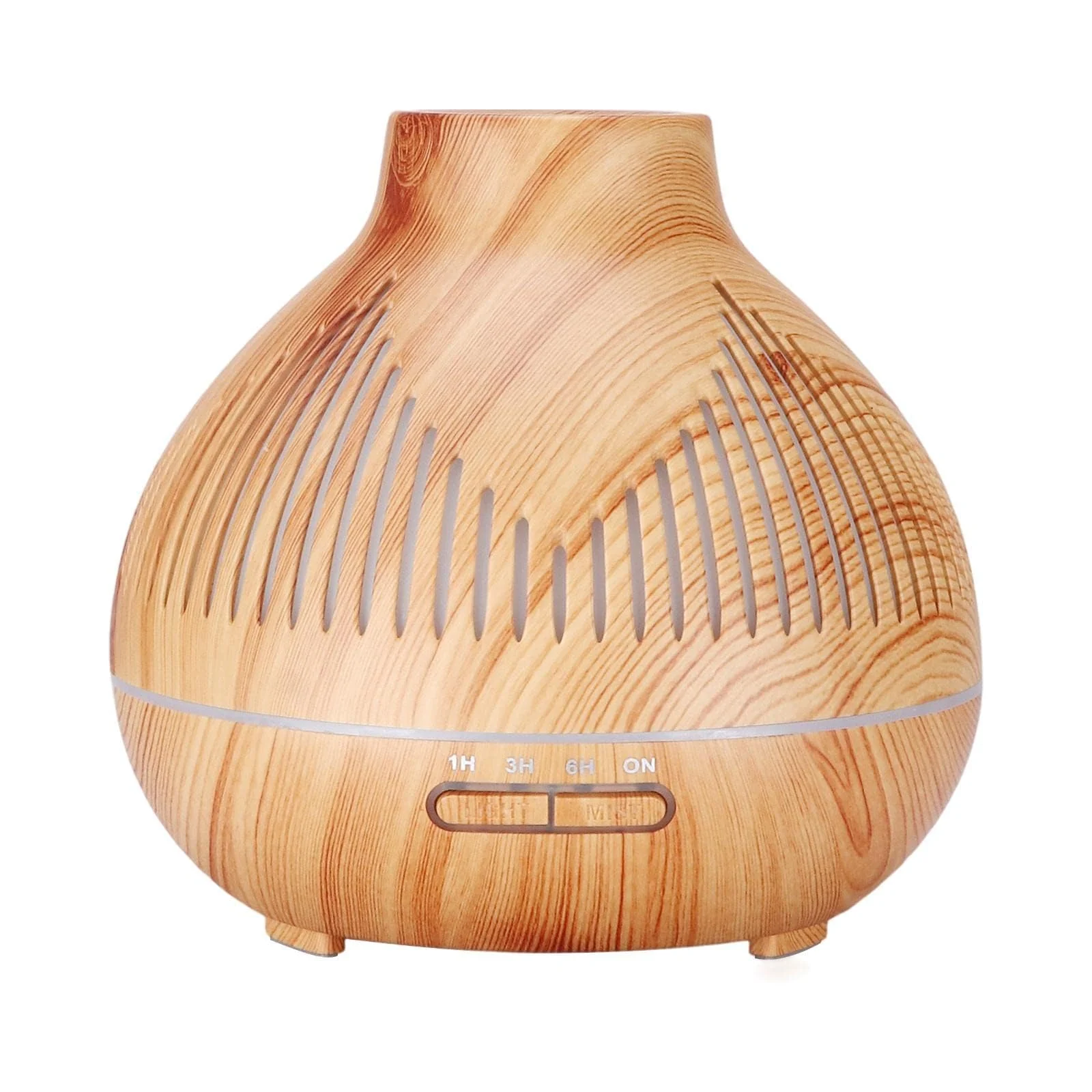 Mobigon Wood Cool Mist Ultrasonic Humidifier for Room Moisture, Aroma Diffuser for Home, 400ml Essential Oil Diffuser with 7 Colorful Night Light, Auto Shut-Off, Home, Office - B. Light Brown
