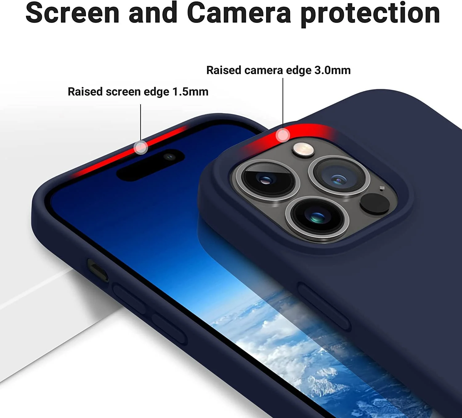 DL3 Mobilak Liquid Silicone Protective Case for iPhone 11 Pro (5.8 Inch) with Camera Protection and Microfiber Lining - Dark Blue