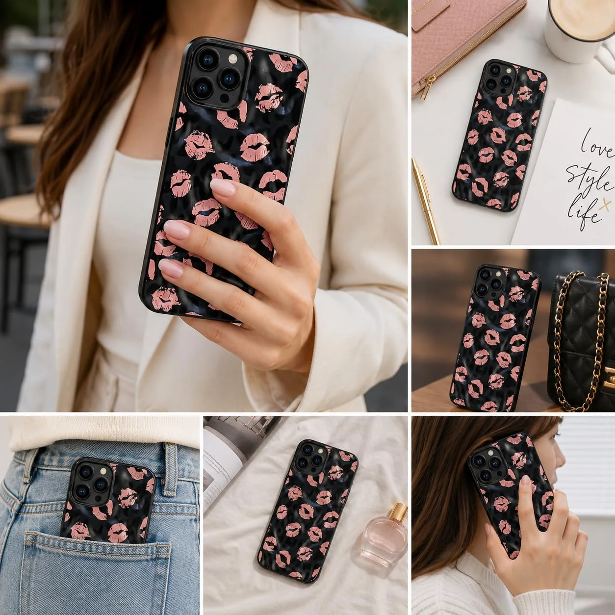 DL3 Mobilak Fashion Phone Case for iPhone 15 Pro Max, Premium TPU Soft Silicone Cover with Raised Front Bezel, Shockproof Protective Back Cover, Stylish Printed Design - style 1
