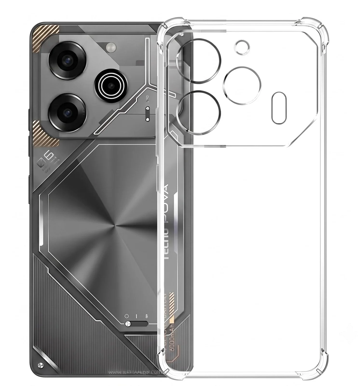 DL3 Mobilak Case Compatible with Tecno Pova 6 / Pova 6 Pro, Cover SiliconeTransparent TPU Gorilla Anti-shock Protector Camera Shockproof Corners - Clear
