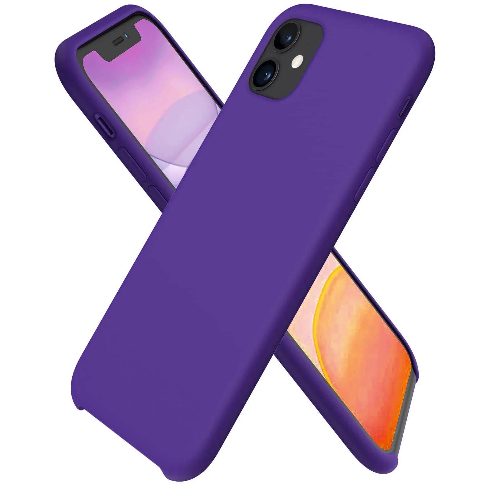 DL3 Mobilak Liquid Silicone Protective Case for iPhone 11 (6.1 Inch) with Camera Protection and Microfiber Lining - Hot Purple