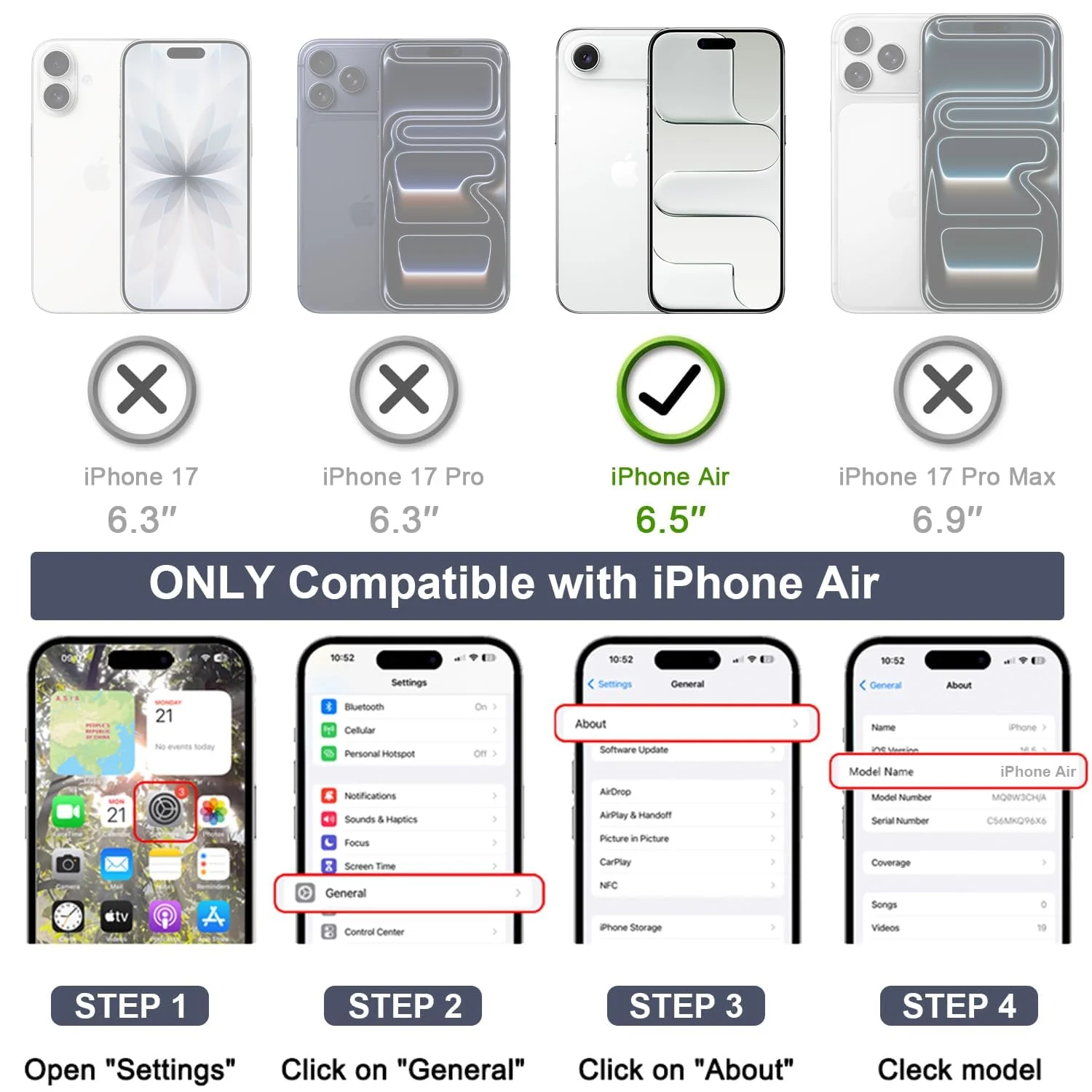 DL3 Mobilak Clear MagSafe-Compatible TPU Case and Camera Lens Protector for iPhone 17 Air | iPhone Air Phone Case | iPhone Air Case Magnetic - Blue