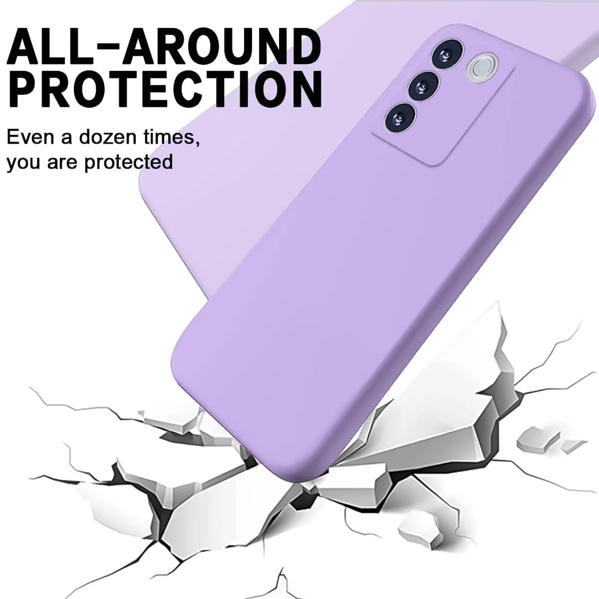 DL3 Mobilak Liquid Silicone Protective Case for vivo V27e / vivo S16e with Microfiber Lining and Shockproof Design - Light Purple