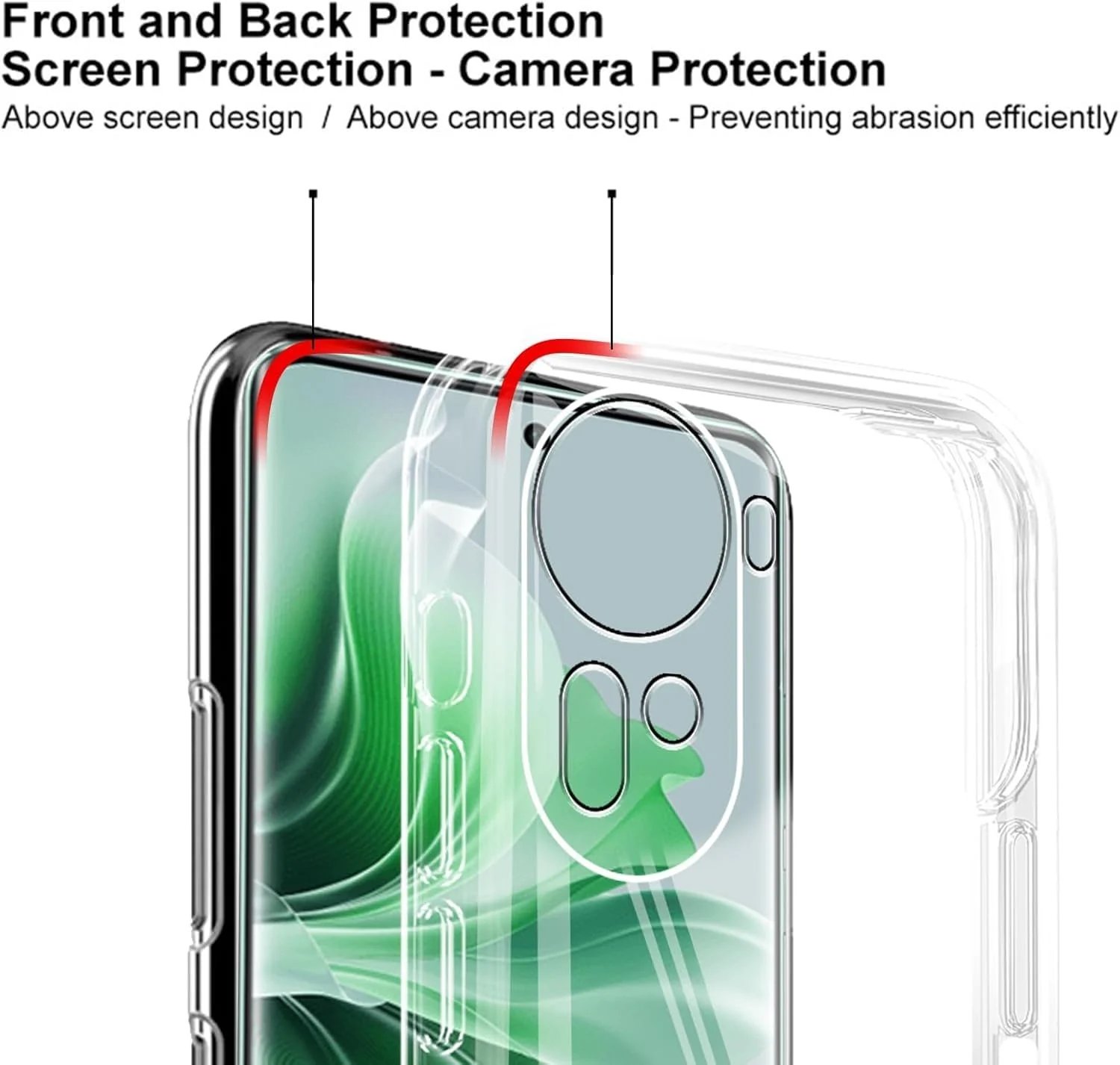 DL3 Mobilak Case Compatible with OPPO Reno 11 5G Case Crystal Soft TPU Gel Case Flexible Silicone Anti-Scratch Camera Protection TPU Cover - Clear