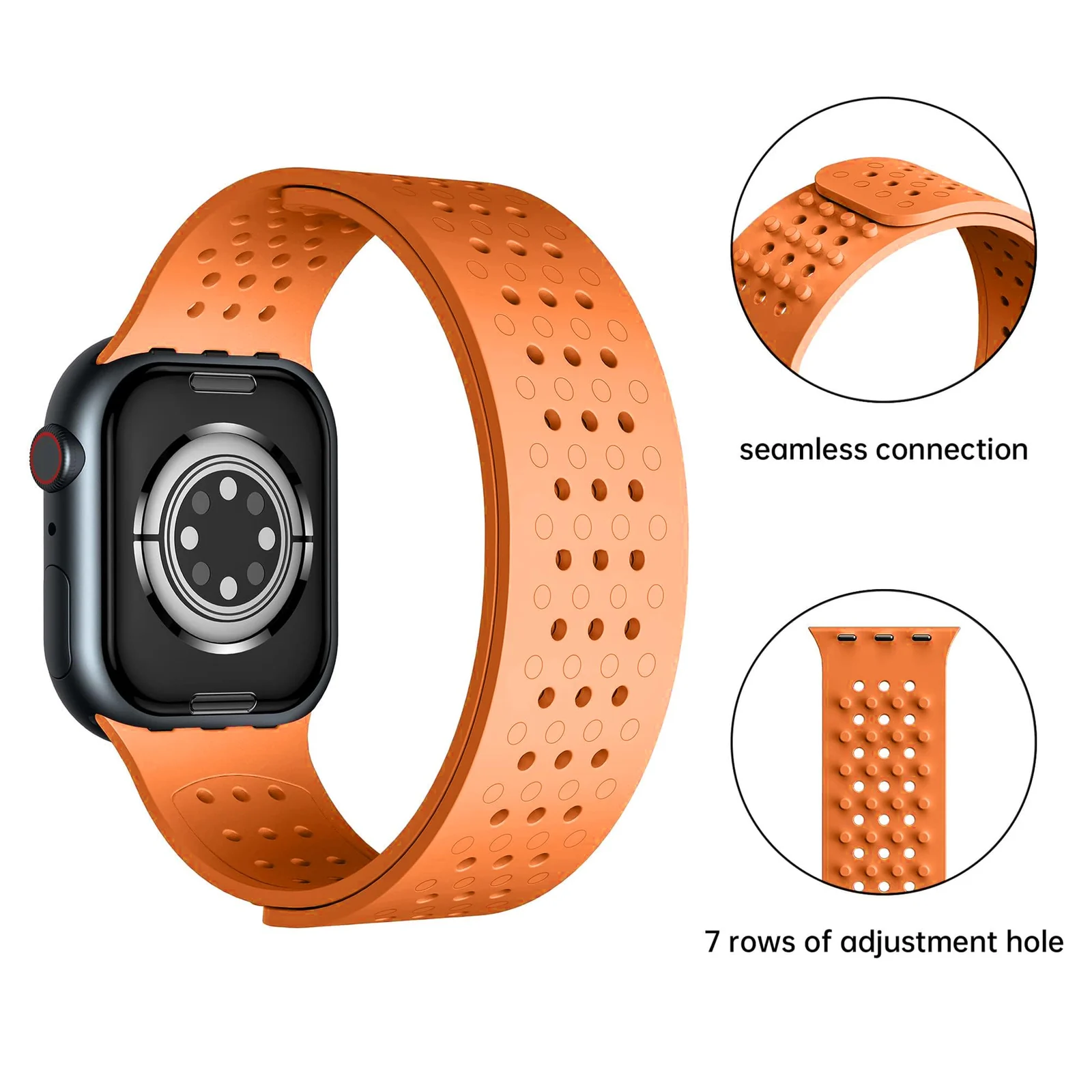 DL3 Mobilak Soft Silicone Band For Apple Watch Ultra Bands 49mm 45mm 44mm 42mm, Sport Replacement Wristband No Clasps for iWatch Series 8 ultra 7 6 5 4 SE 3 2 Women Men, Waterproof Strap - Orange