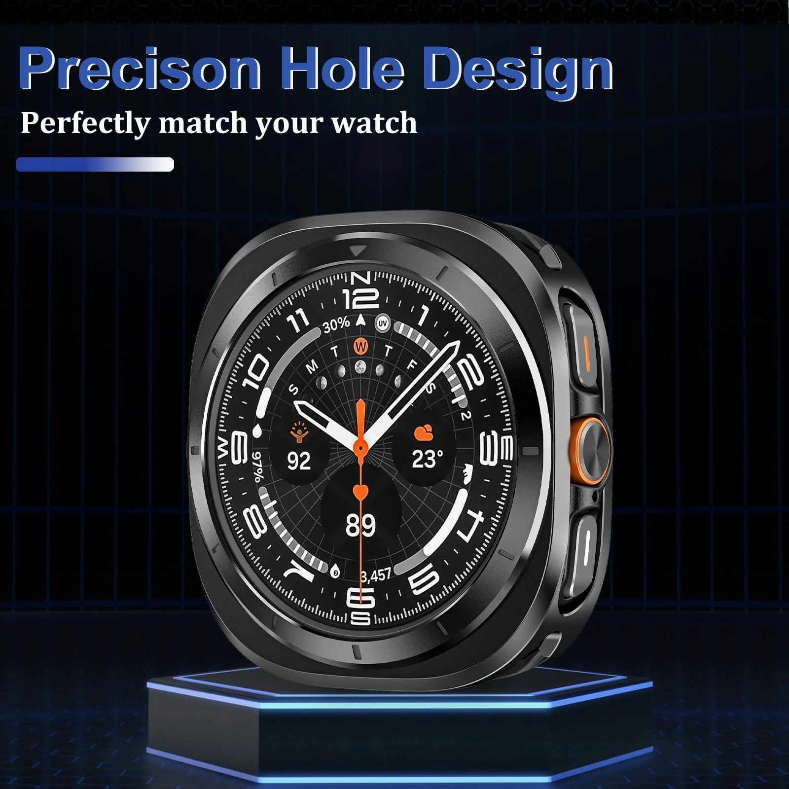 DL3 Mobilak Case Compatible with Samsung Galaxy Watch Ultra 2025/Galaxy Watch 7 Ultra 2024 47mm, Premium Soft TPU Slim Plated Protective Bumper Shell Cover Without Screen Protector - Black