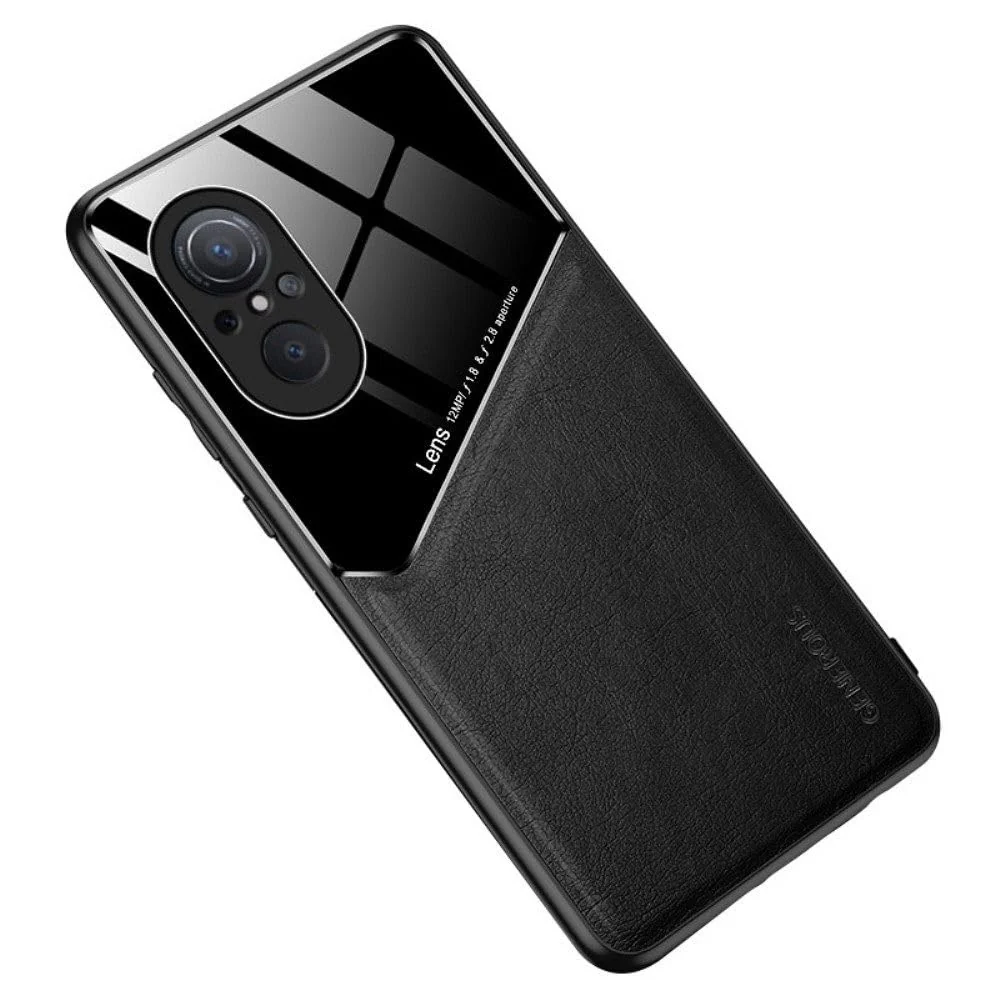 DL3 Mobilak Leather and PC Protective Case for Huawei Nova 9 SE / Honor 50 SE, Built-in magnetic car-mount support, Shock-absorbing protection, Raised edges around the screen and camera - Black